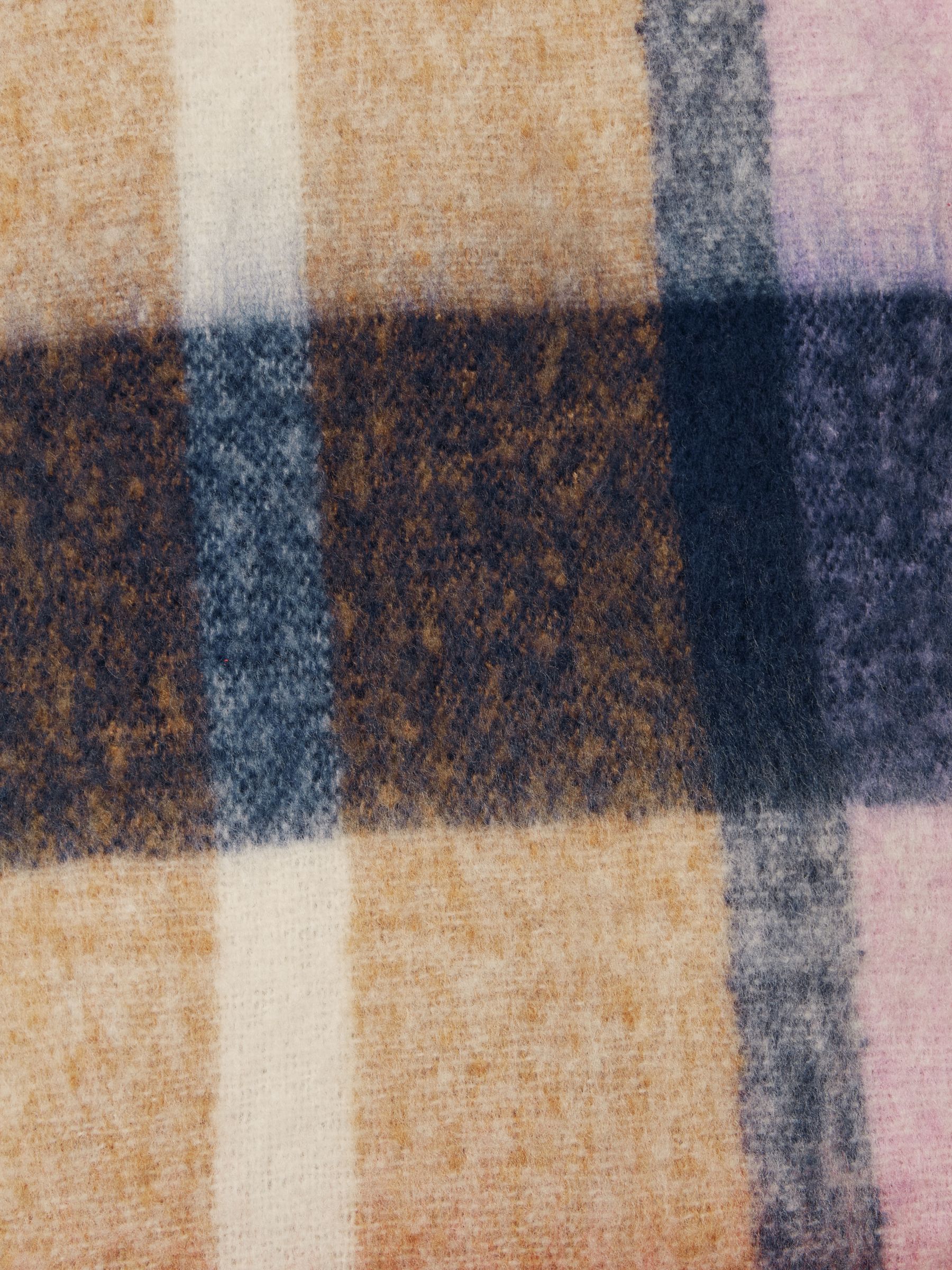 Betsy Tan Brown Check Brushed Scarf - Image 8 of 8