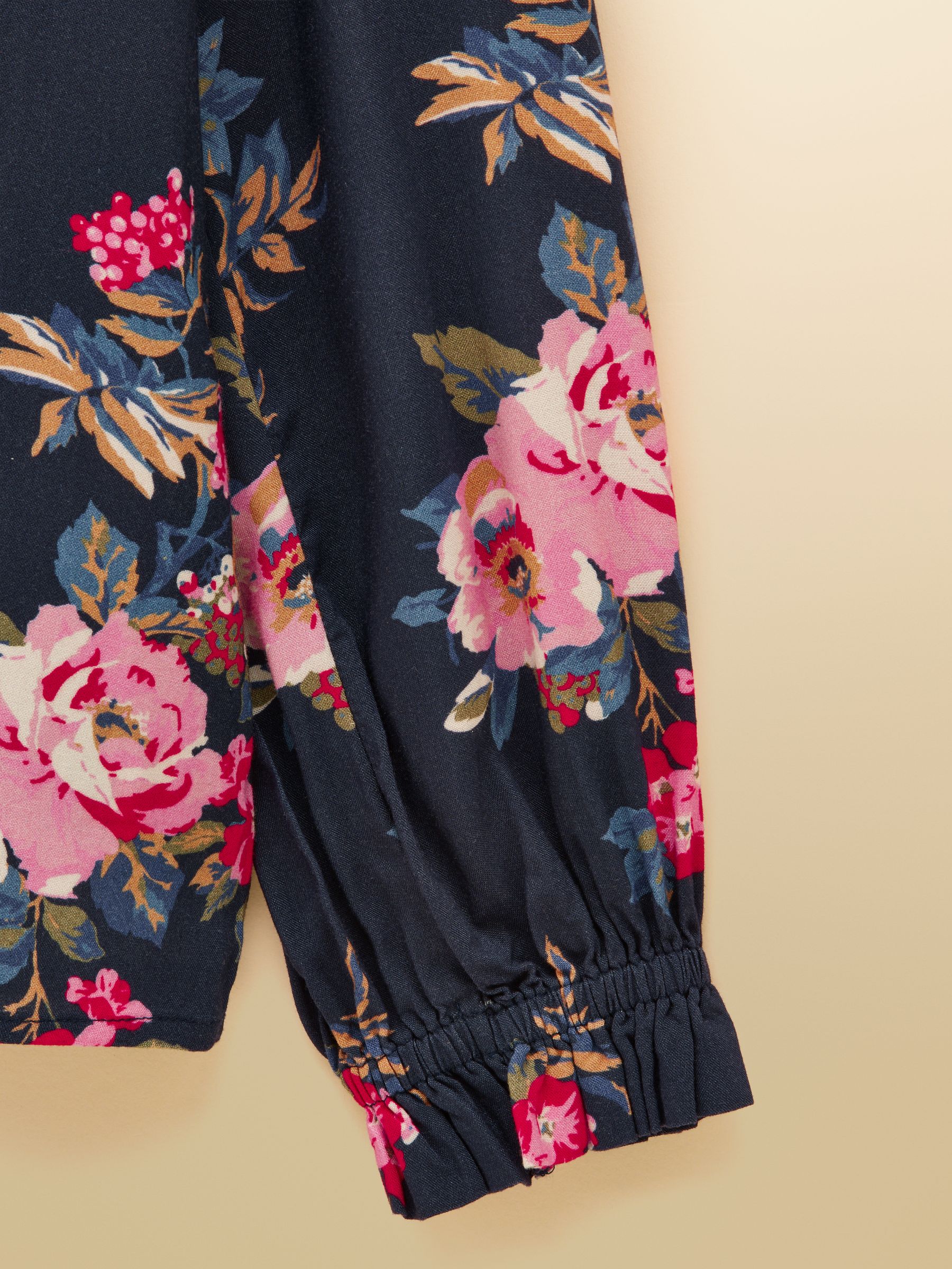 Navy Floral Printed Long Sleeve Blouse - Image 3 of 4