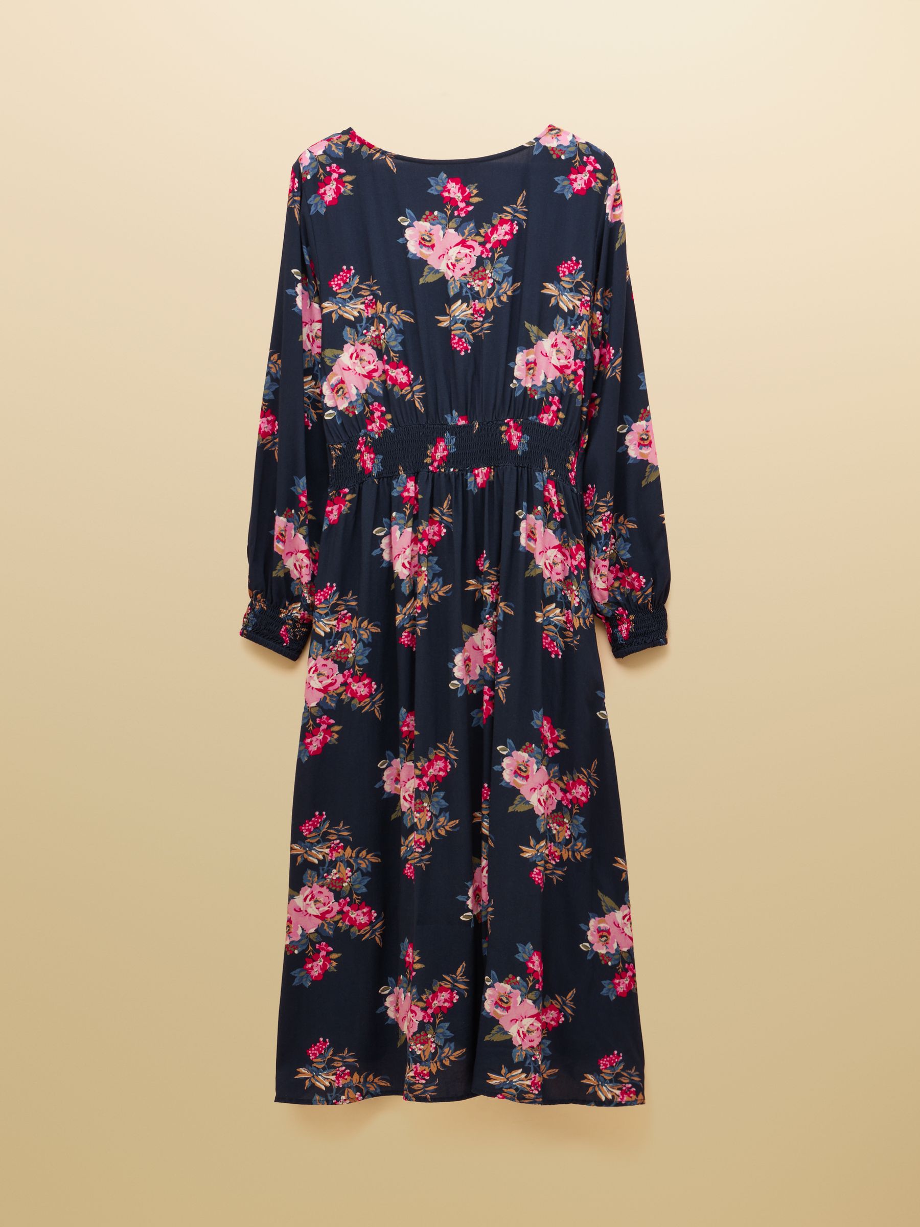 Navy Floral Printed Long Sleeve Midi Dress - Image 2 of 4