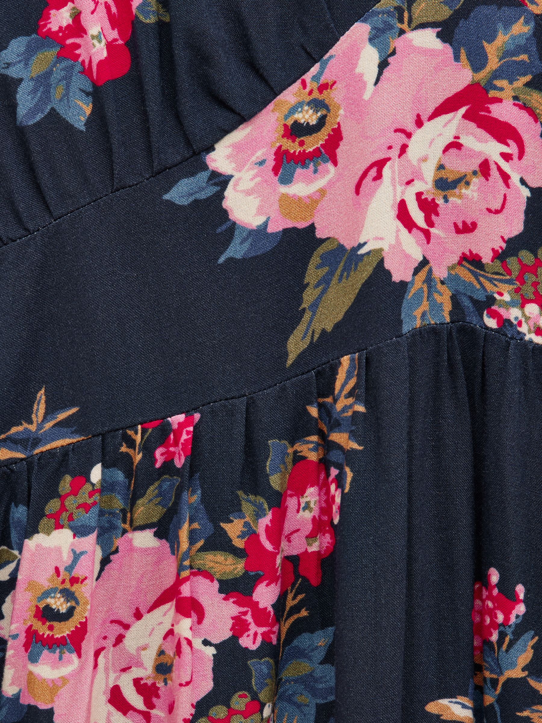 Navy Floral Printed Long Sleeve Midi Dress - Image 3 of 4