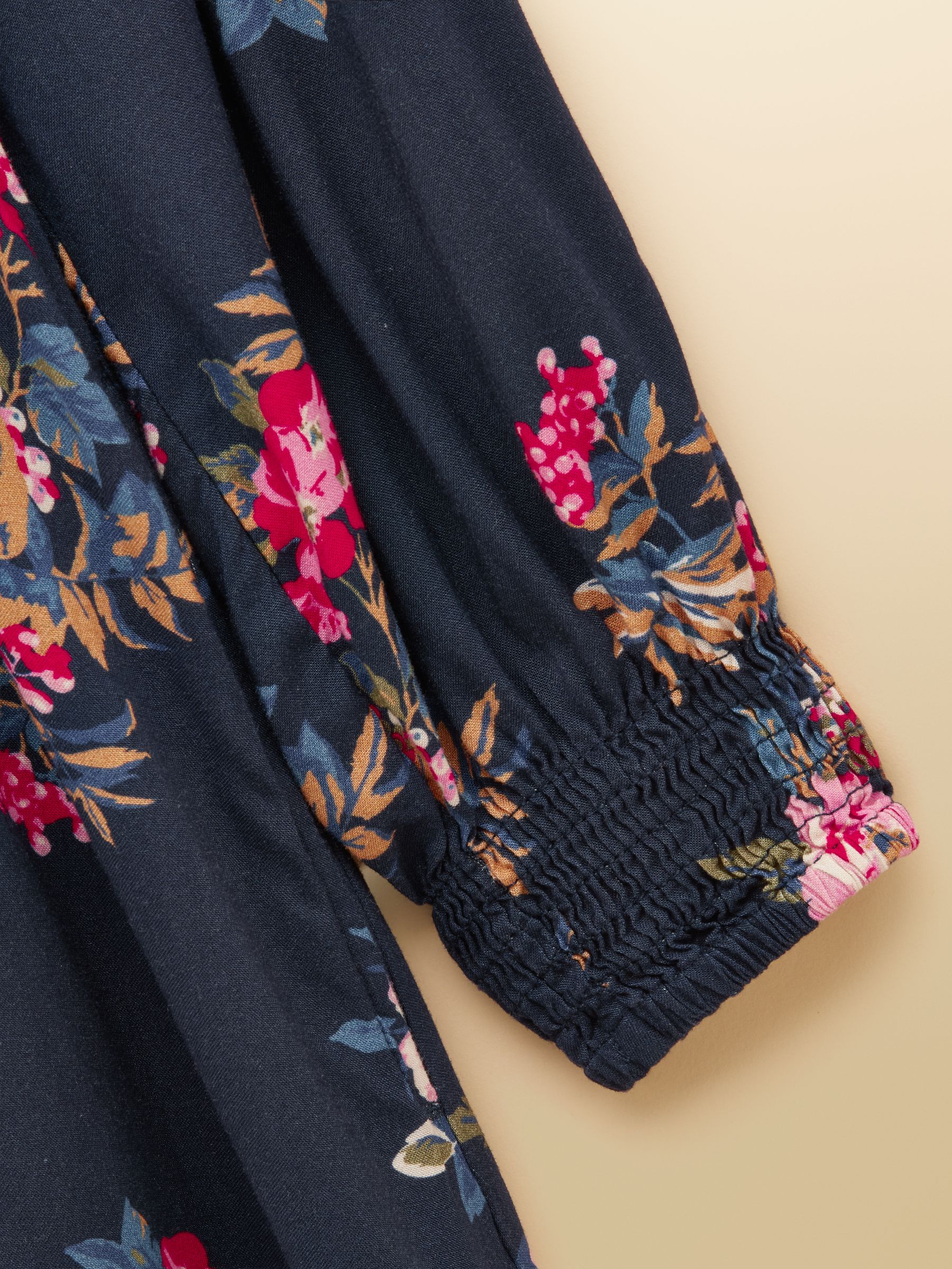 Navy Floral Printed Long Sleeve Midi Dress - Image 4 of 4