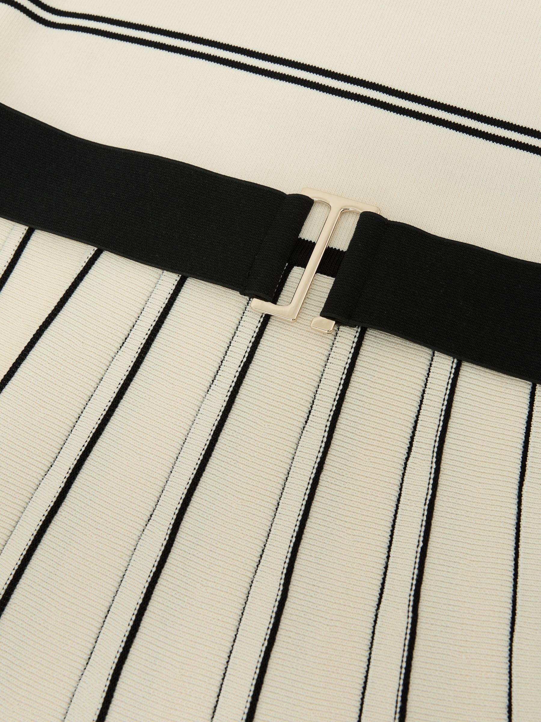 Sleeveless Stripe Knitted Midi Dress in Ivory/Black - image 3