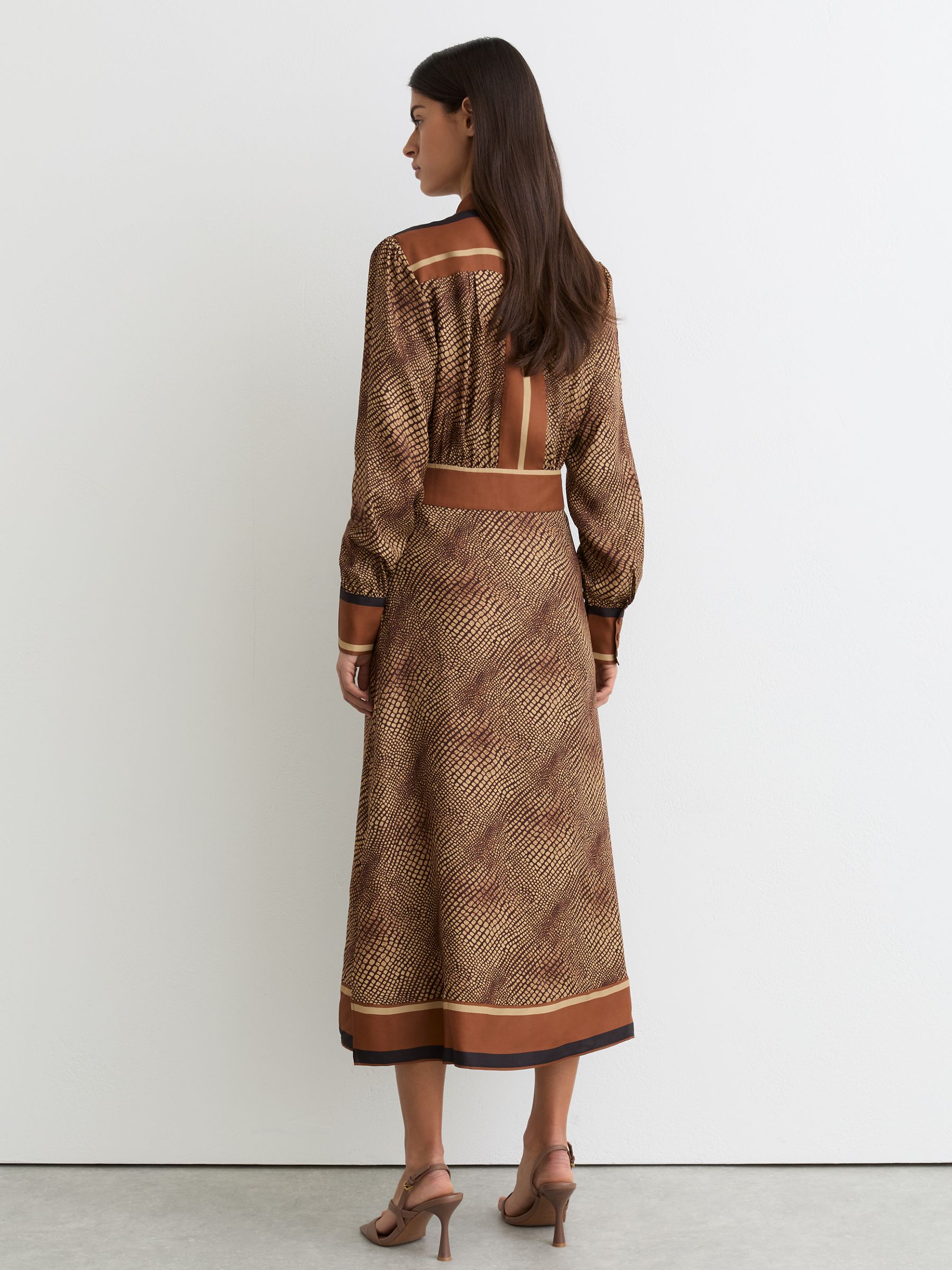 Animal-Print Midi Shirt Dress in Neutral - image 4