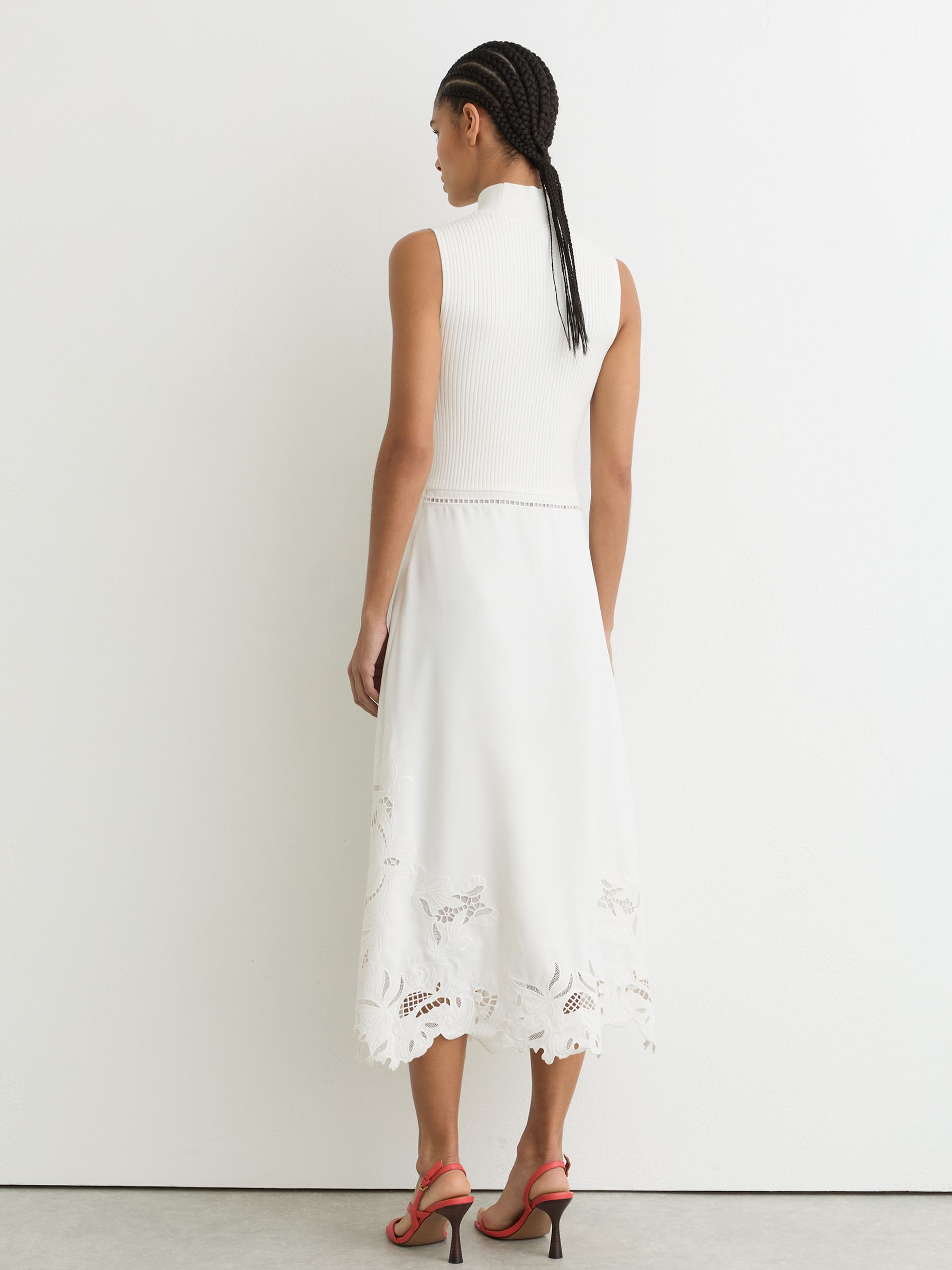 Knit Woven Midi Dress in Ivory - Image 5 of 6