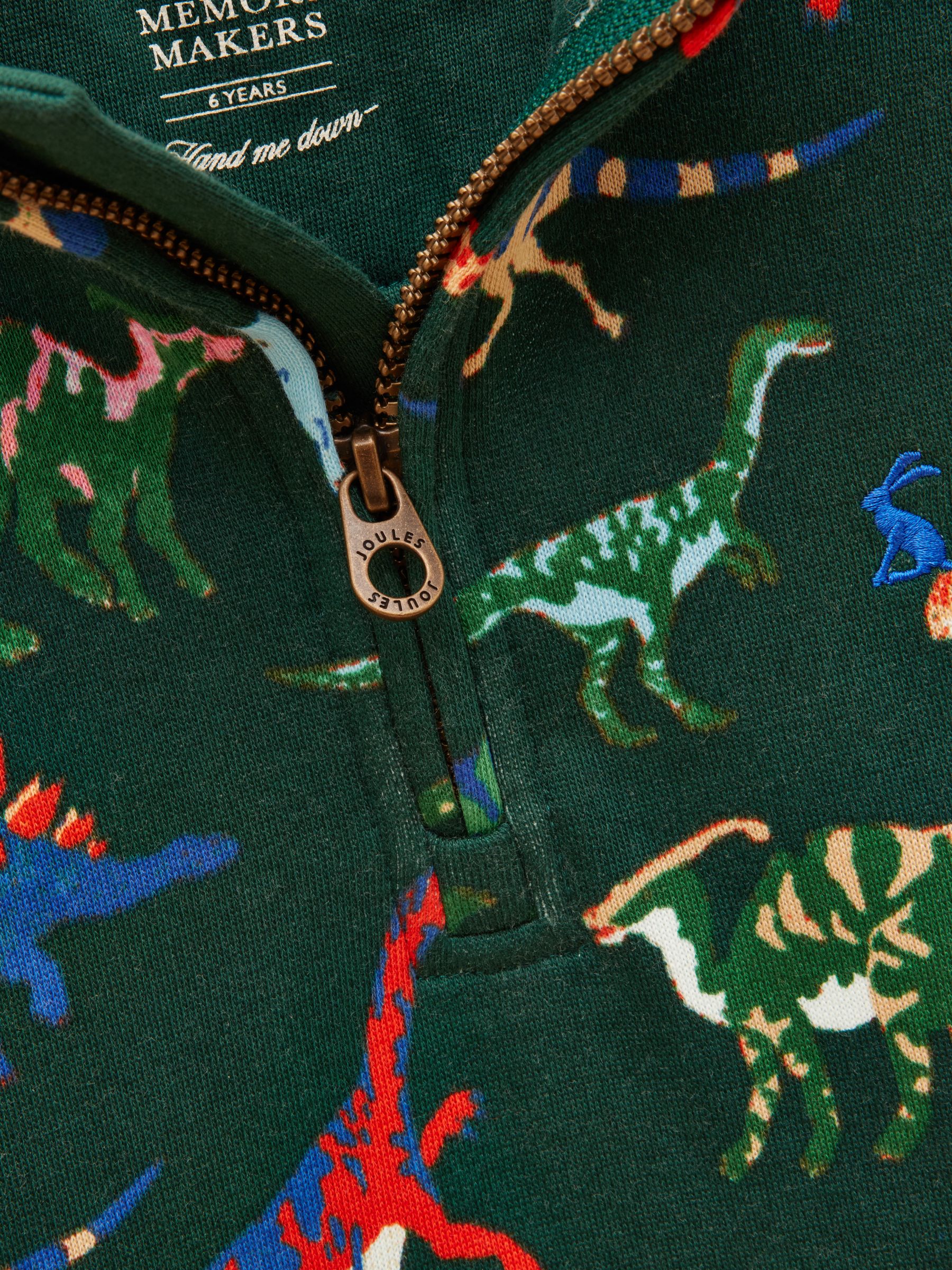 Kids' Alfie Green Dino Quarter Zip Sweatshirt - Image 3 of 5