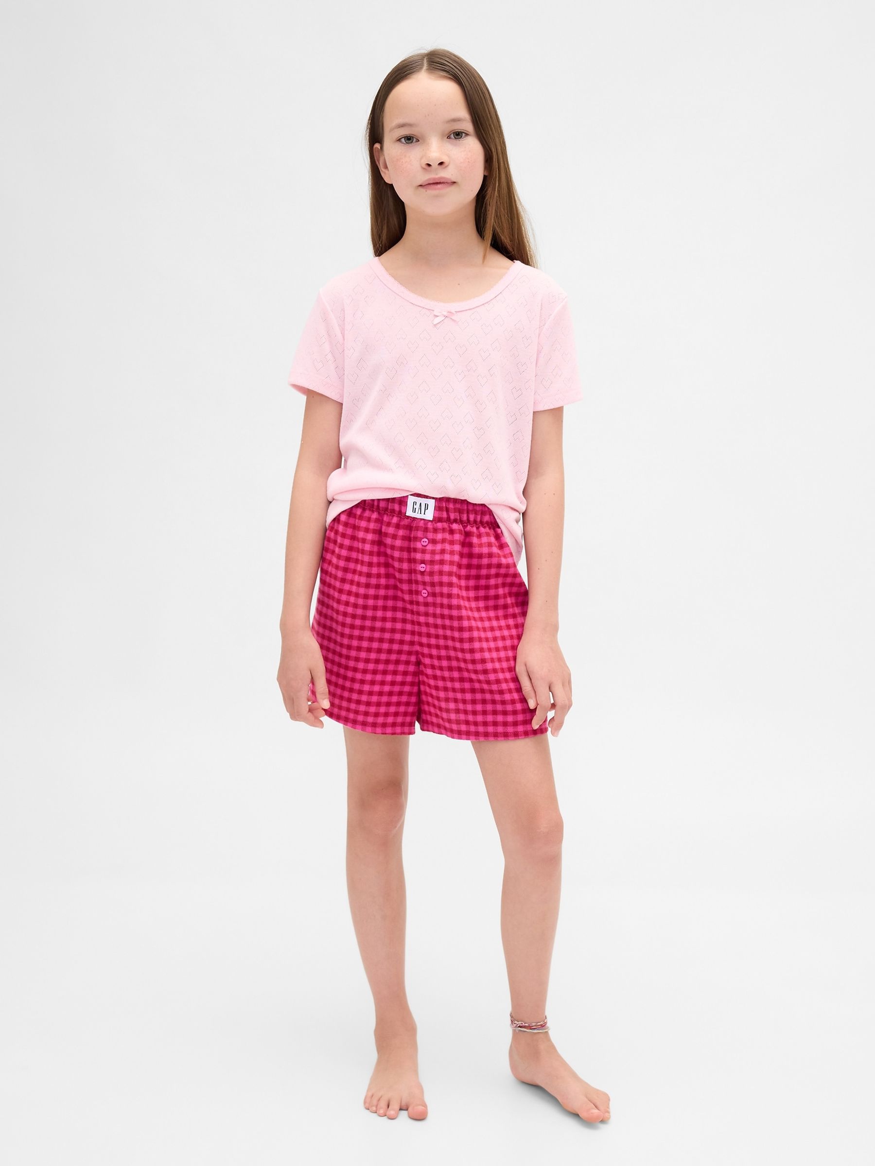 Pink Flannel Pyjama Boxer Shorts - Image 1 of 2