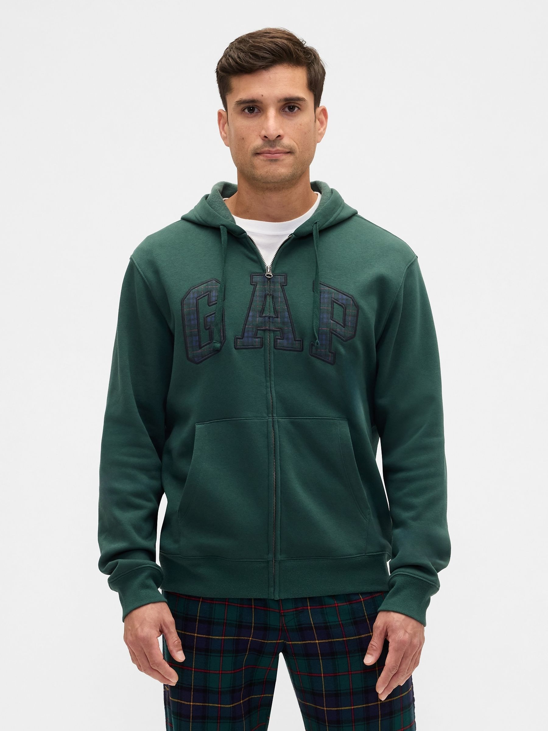 Green Relaxed Logo Zip Hoodie - Image 1 of 4 Green Relaxed Logo Zip Hoodie - Image 1 of 4