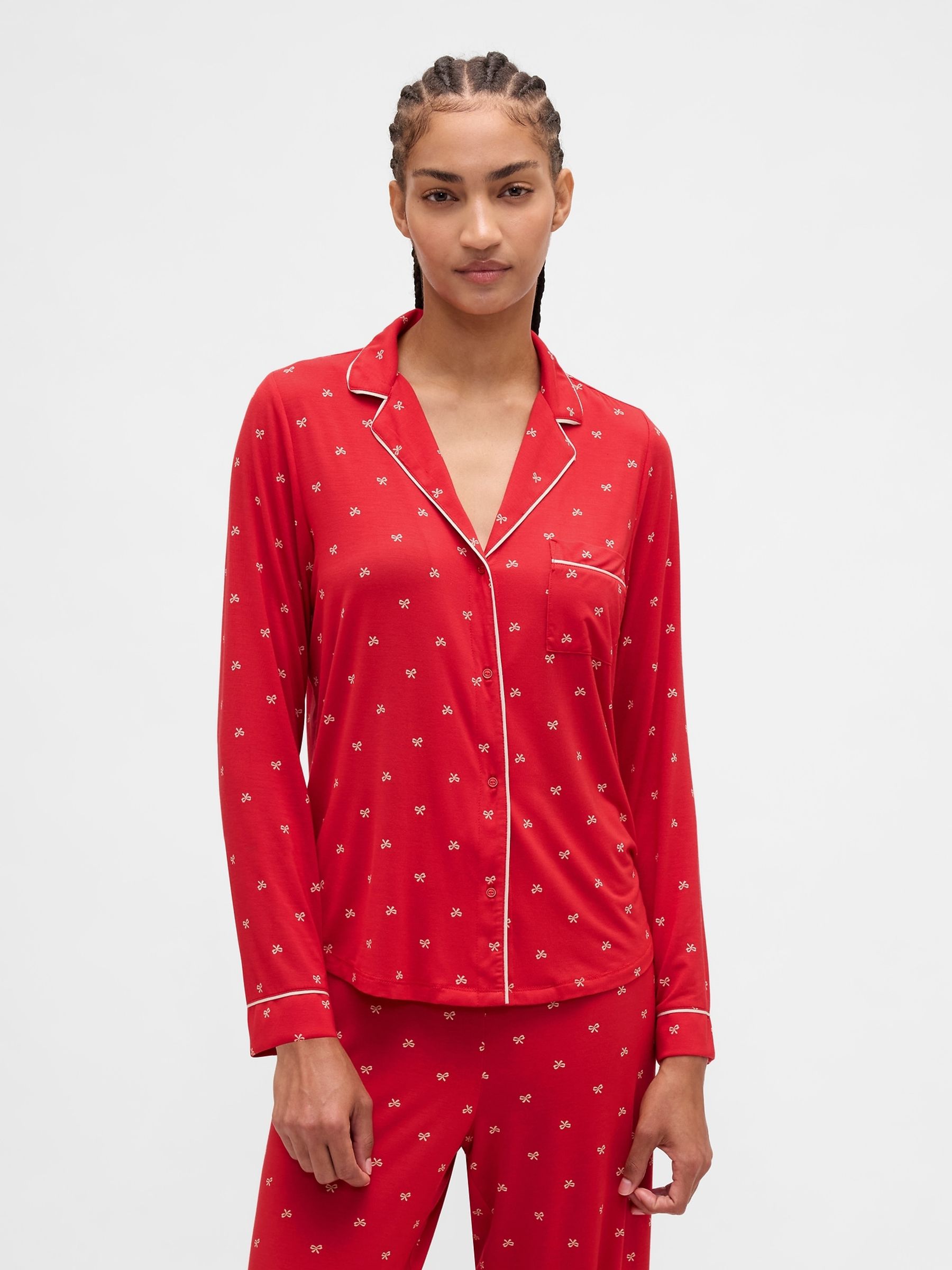 Red Softest Modal Pyjamas Shirt - Image 1 of 4