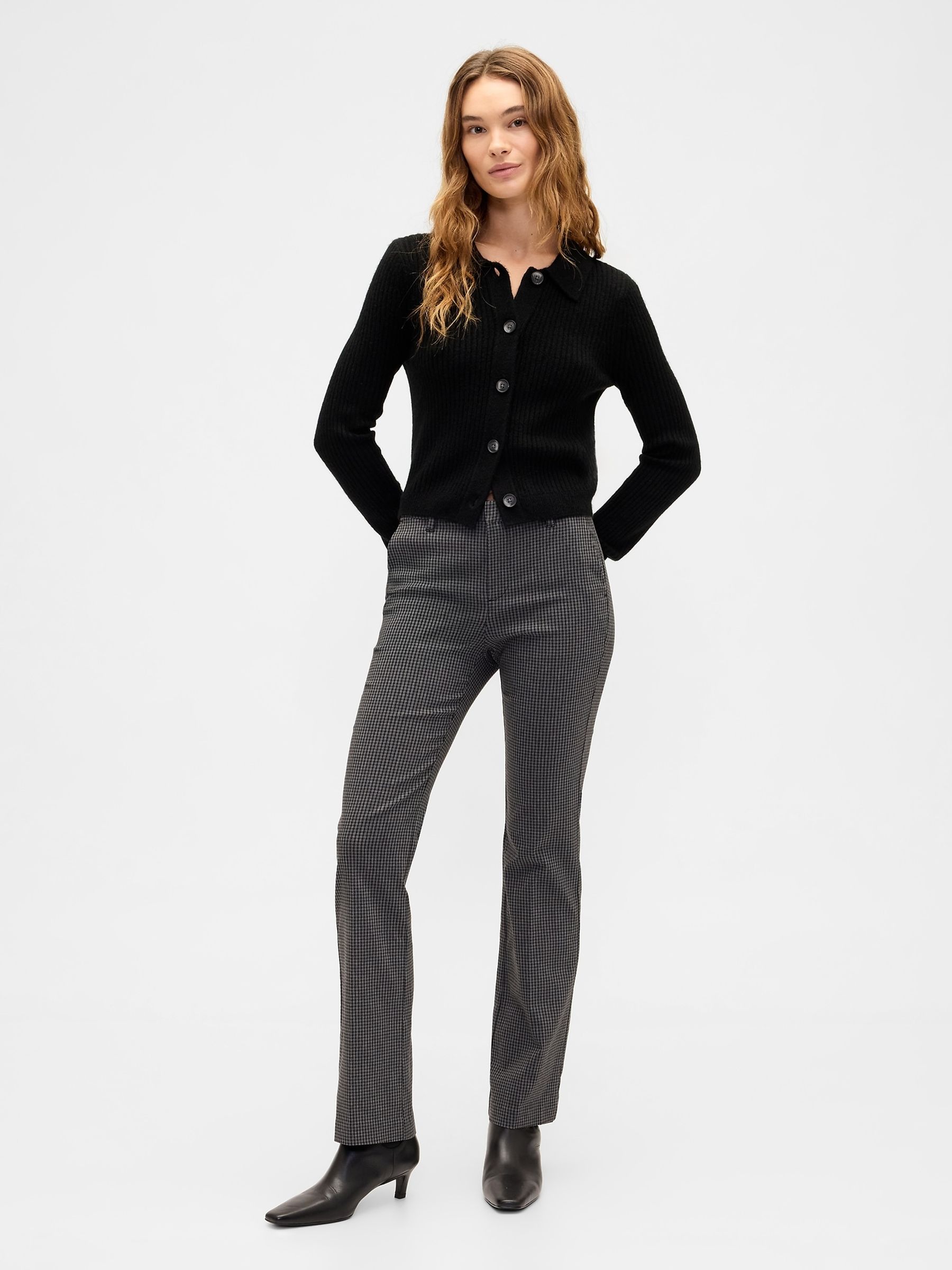 Grey Boot Trousers in Bi-Stretch - Image 1 of 1 Grey Boot Trousers in Bi-Stretch - Image 1 of 1