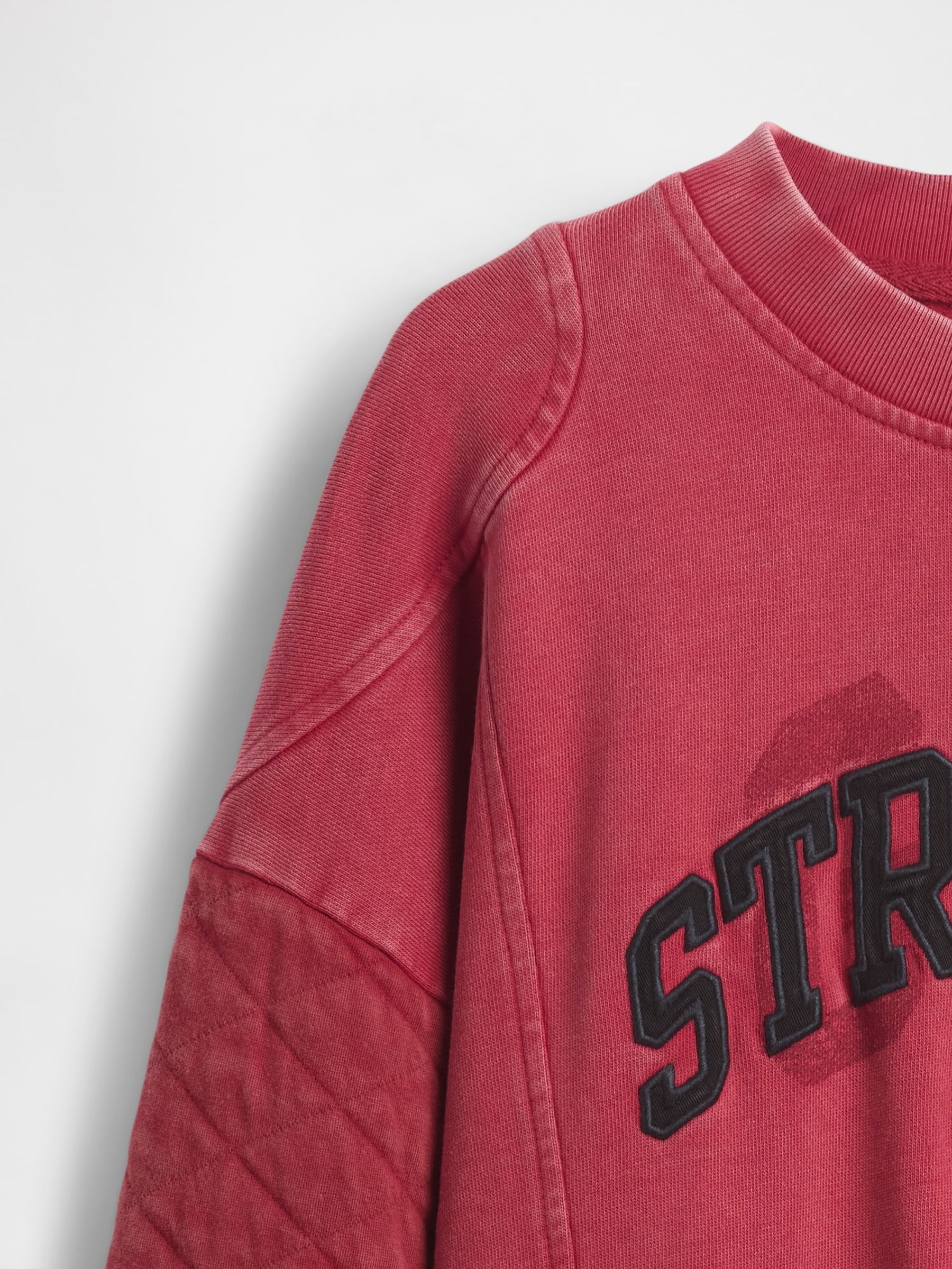 Red Stranger Things Quilted-Sleeve Logo Sweatshirt - Image 5 of 5