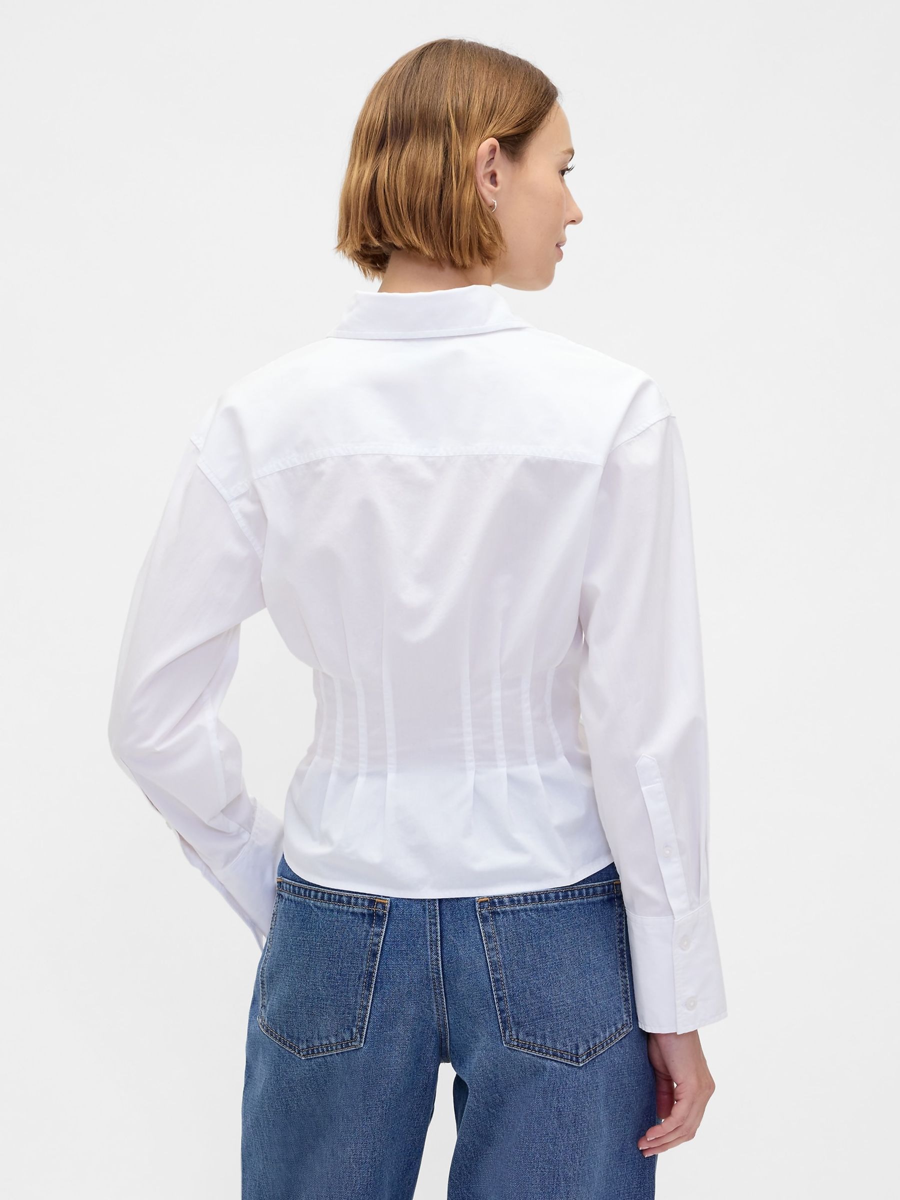 White Cotton Poplin Fitted Shirt - Image 2 of 4
