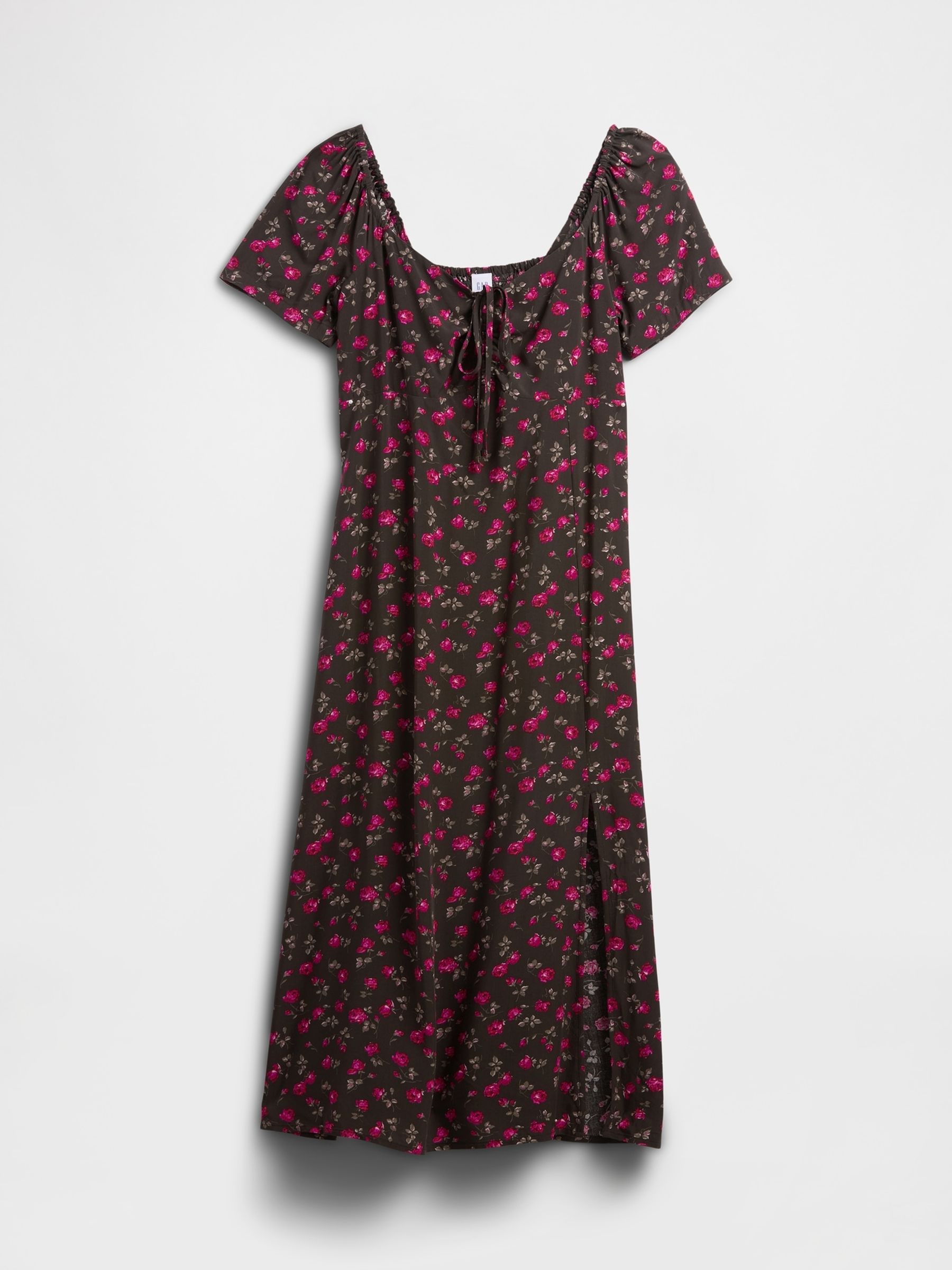 Black Puff Sleeve Midi Dress - Image 6 of 6