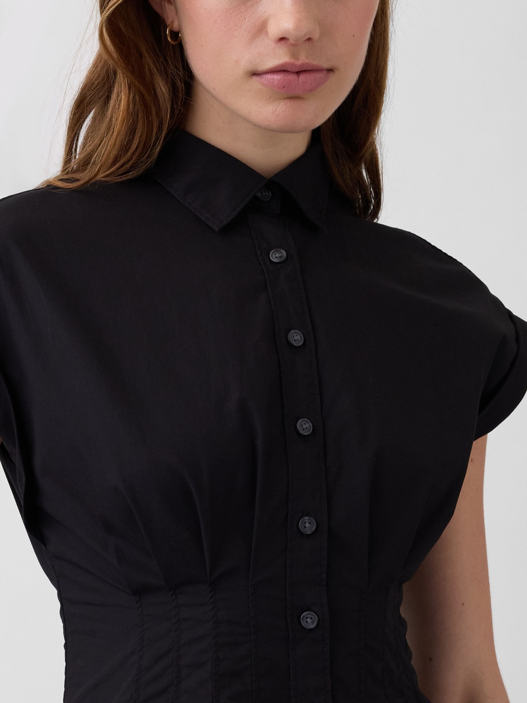 Black Poplin Cinched Midi Shirtdress - Image 4 of 4