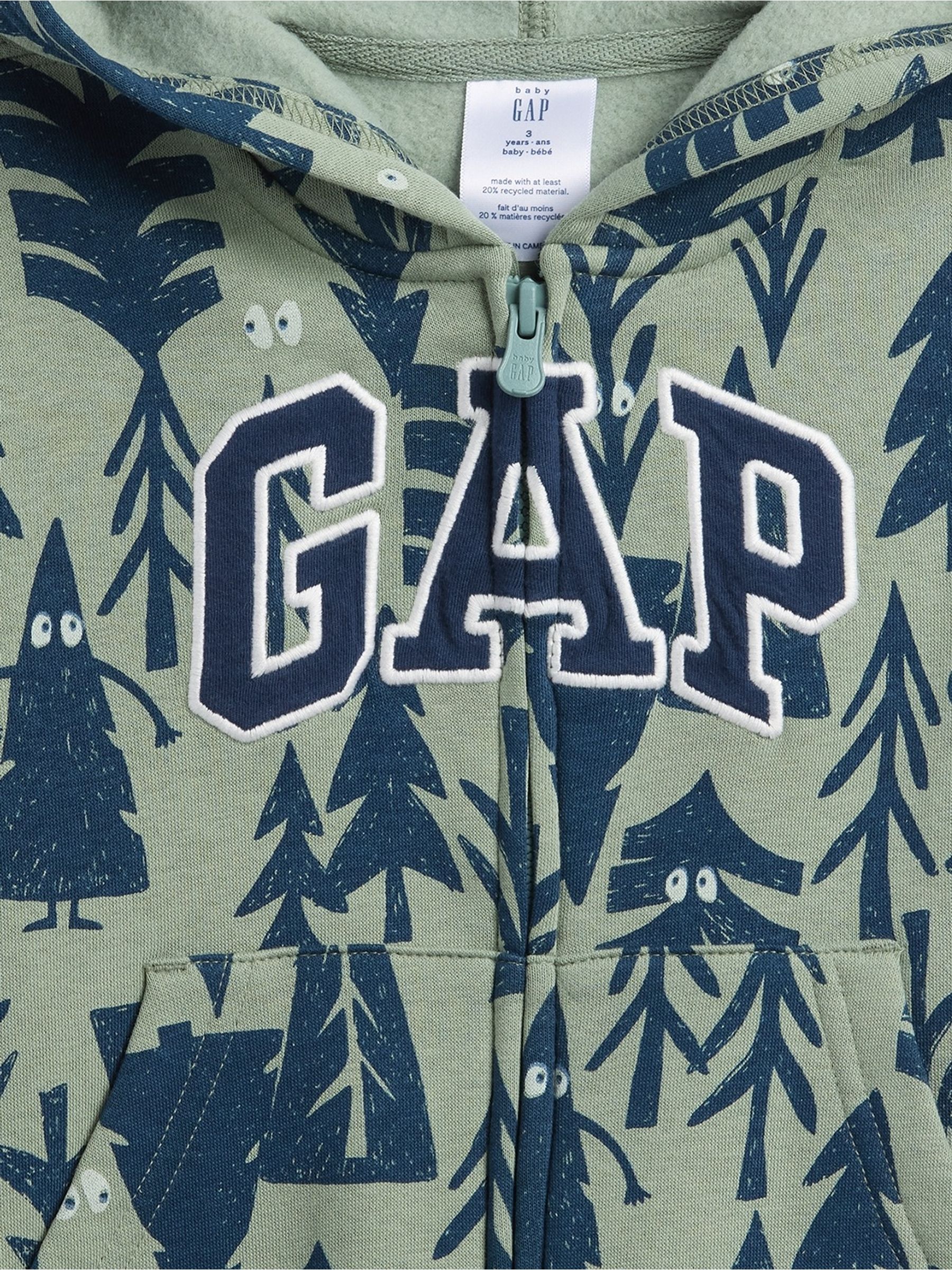 Green Relaxed Logo Print Zip Hoodie - Image 3 of 3 Green Relaxed Logo Print Zip Hoodie - Image 3 of 3