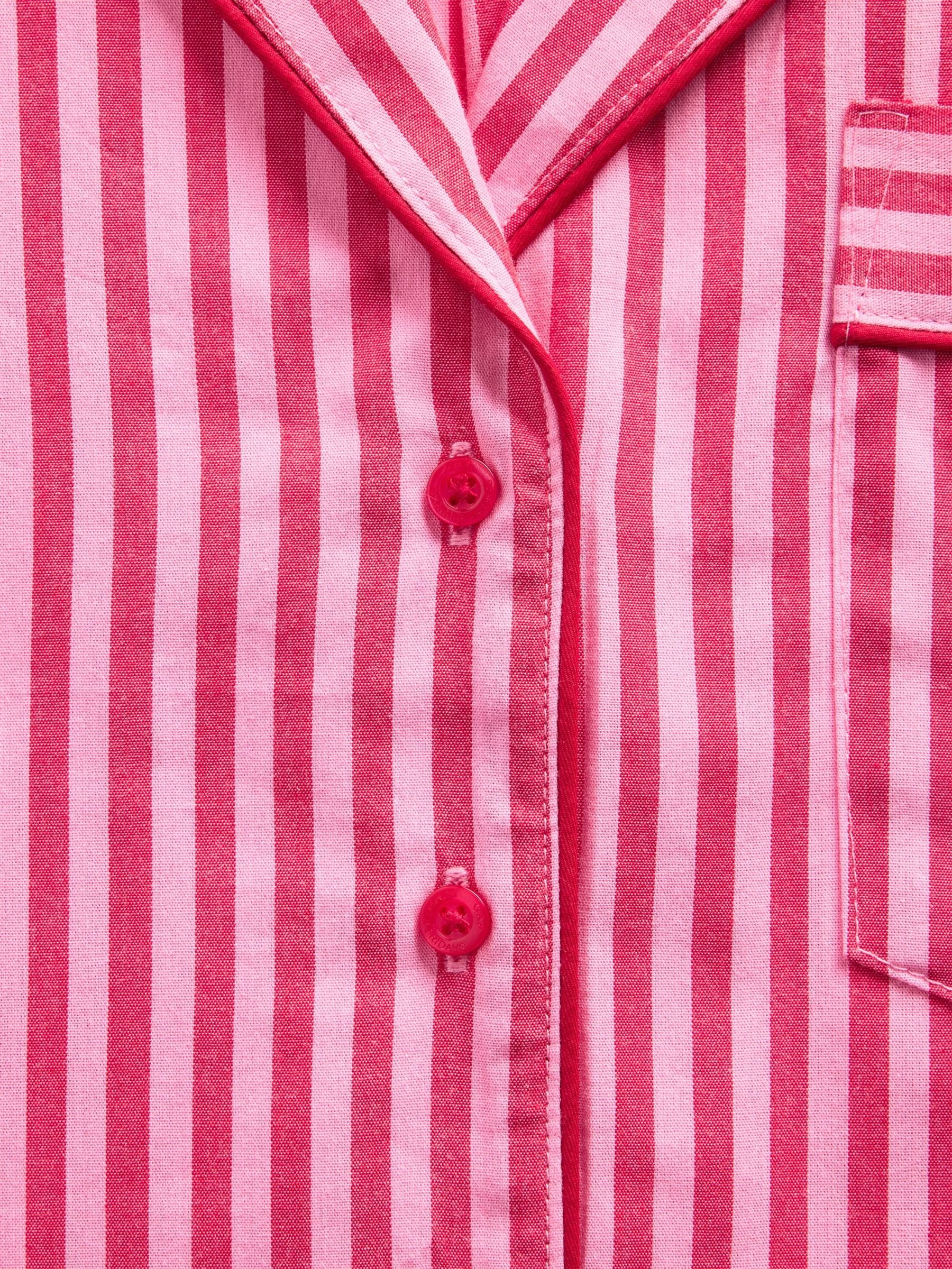 Gap X Summer Fridays Bright Pink/Red Relaxed Poplin Stripe Pyjama Shirt - Image 7 of 7