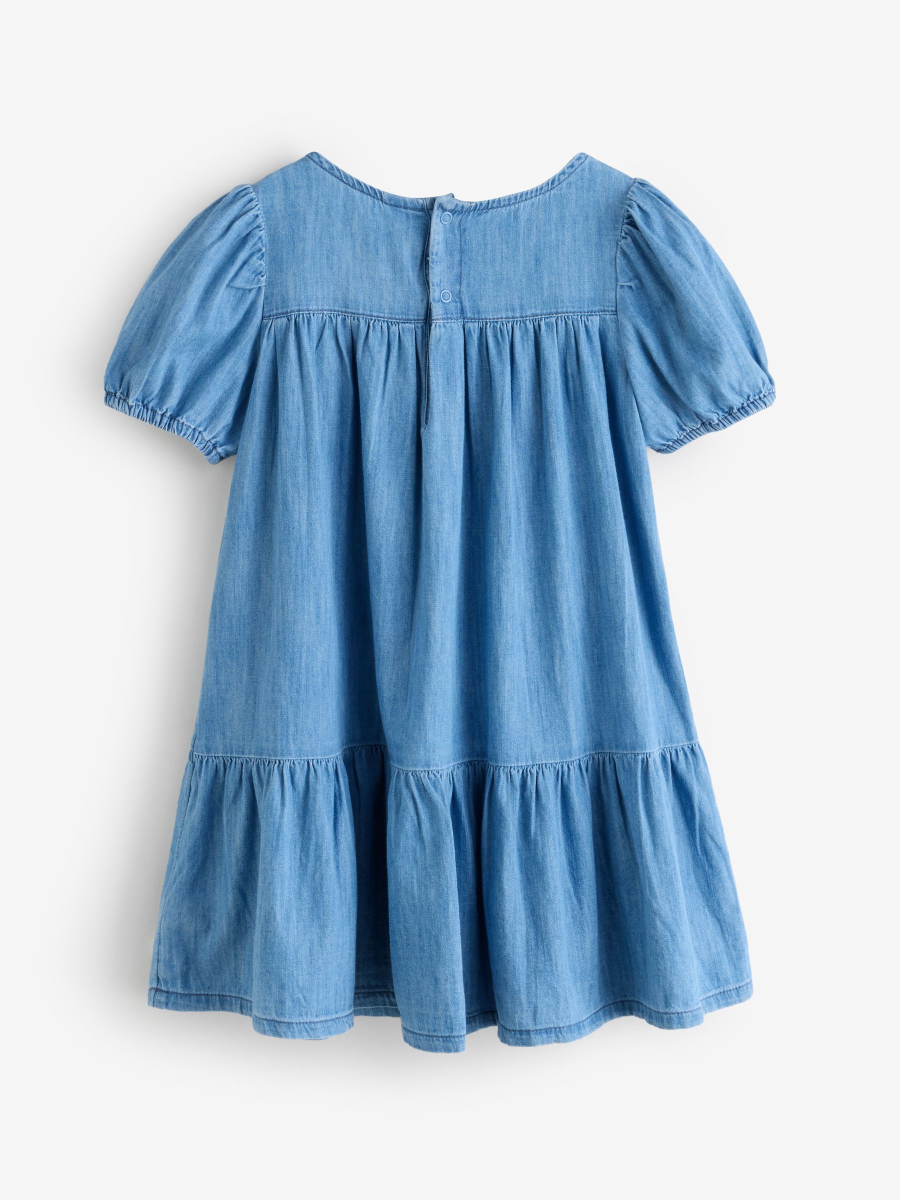 Medium wash Denim Puff Sleeve Dress - Image 2 of 5