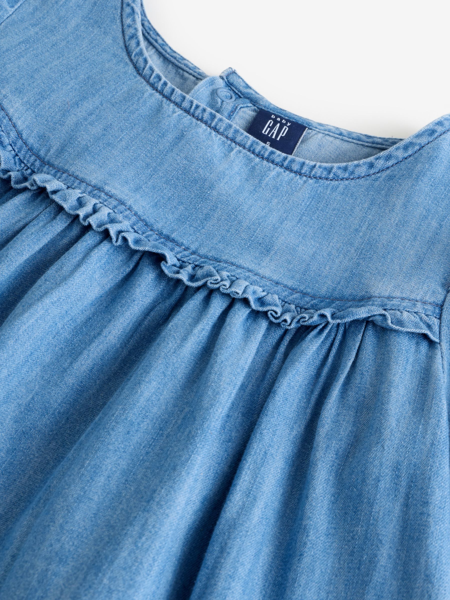 Medium wash Denim Puff Sleeve Dress - Image 4 of 5