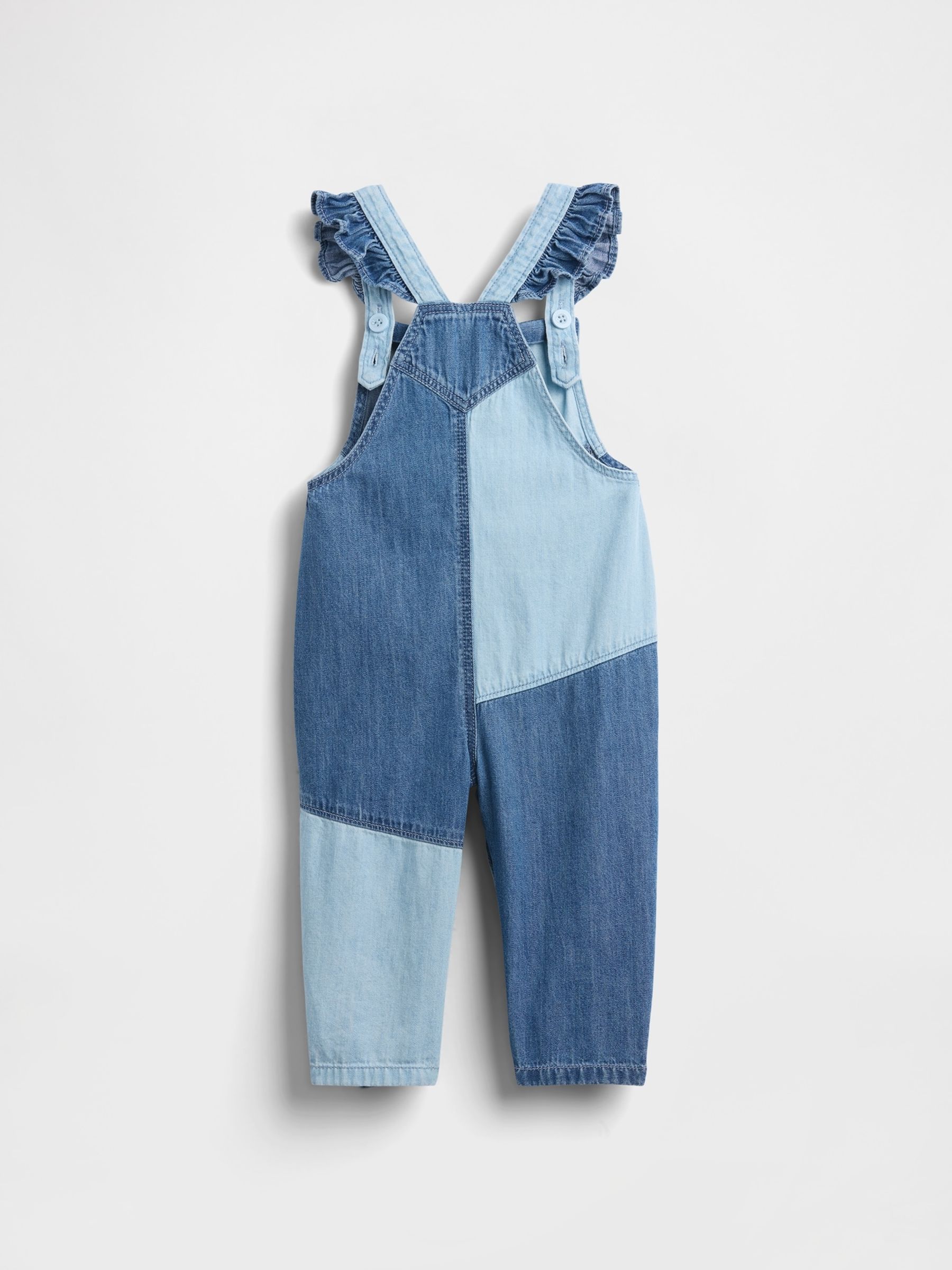 Blue Two-Tone Denim Heart Overalls All In One - Image 2 of 2