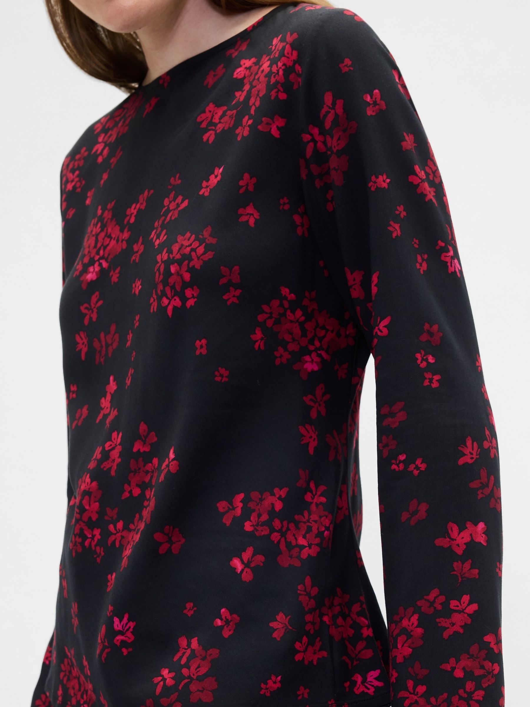 Black Bell Sleeve Boatneck Top - Image 2 of 2