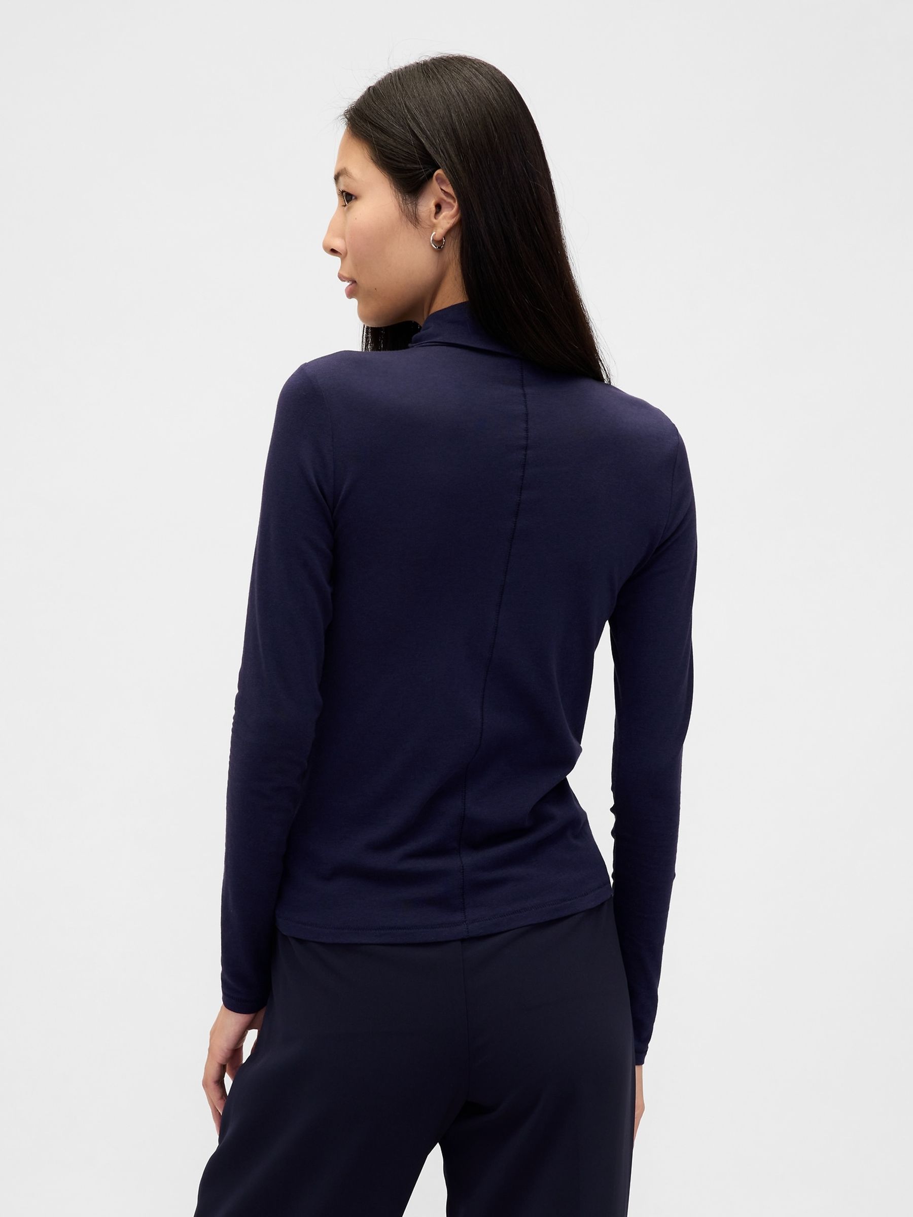 Navy Blue Featherweight Turtle Neck T-Shirt - Image 2 of 3 Navy Blue Featherweight Turtle Neck T-Shirt - Image 2 of 3