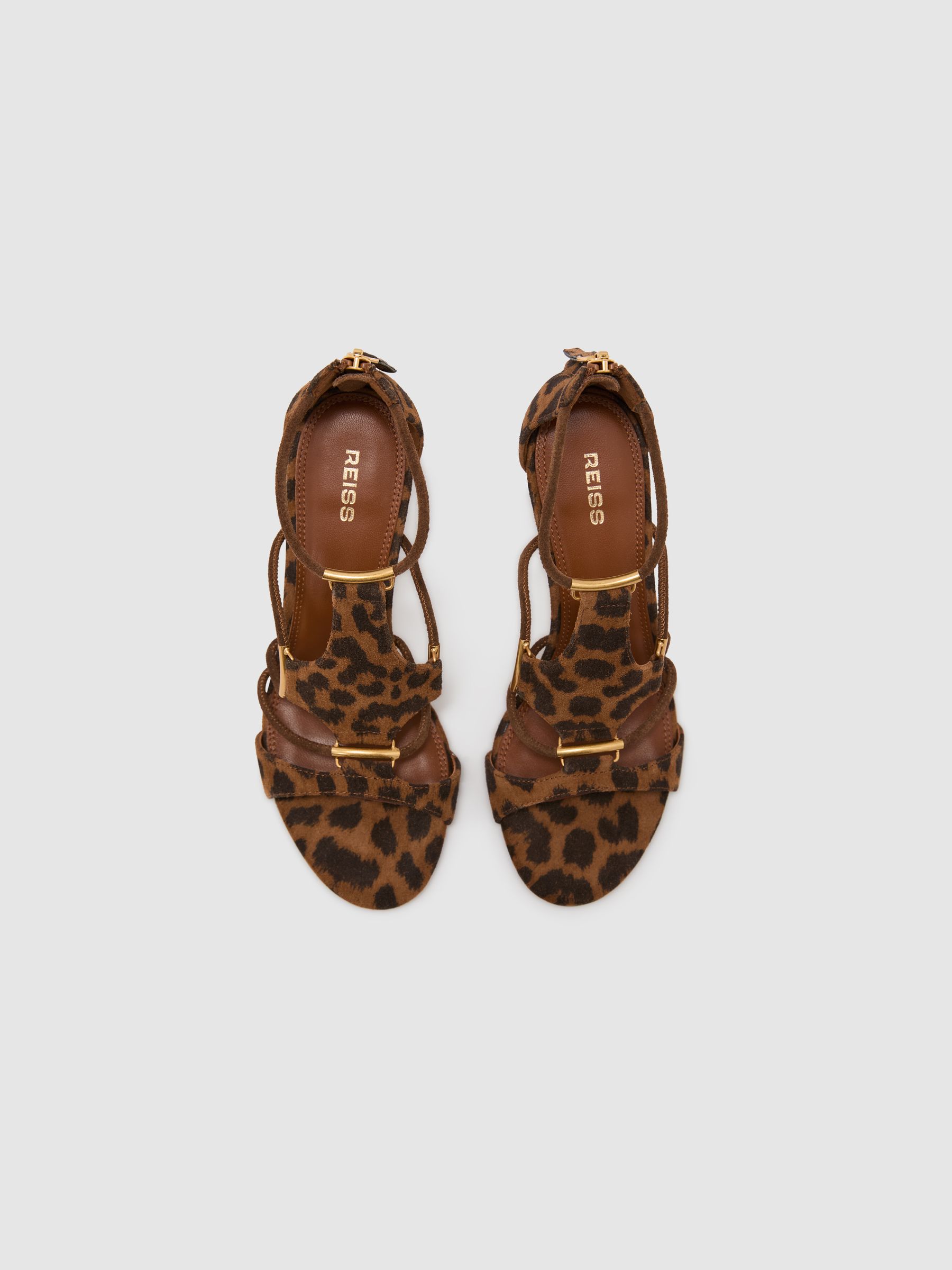 Suede Leopard-Print Strappy Sandals in Animal - image 4