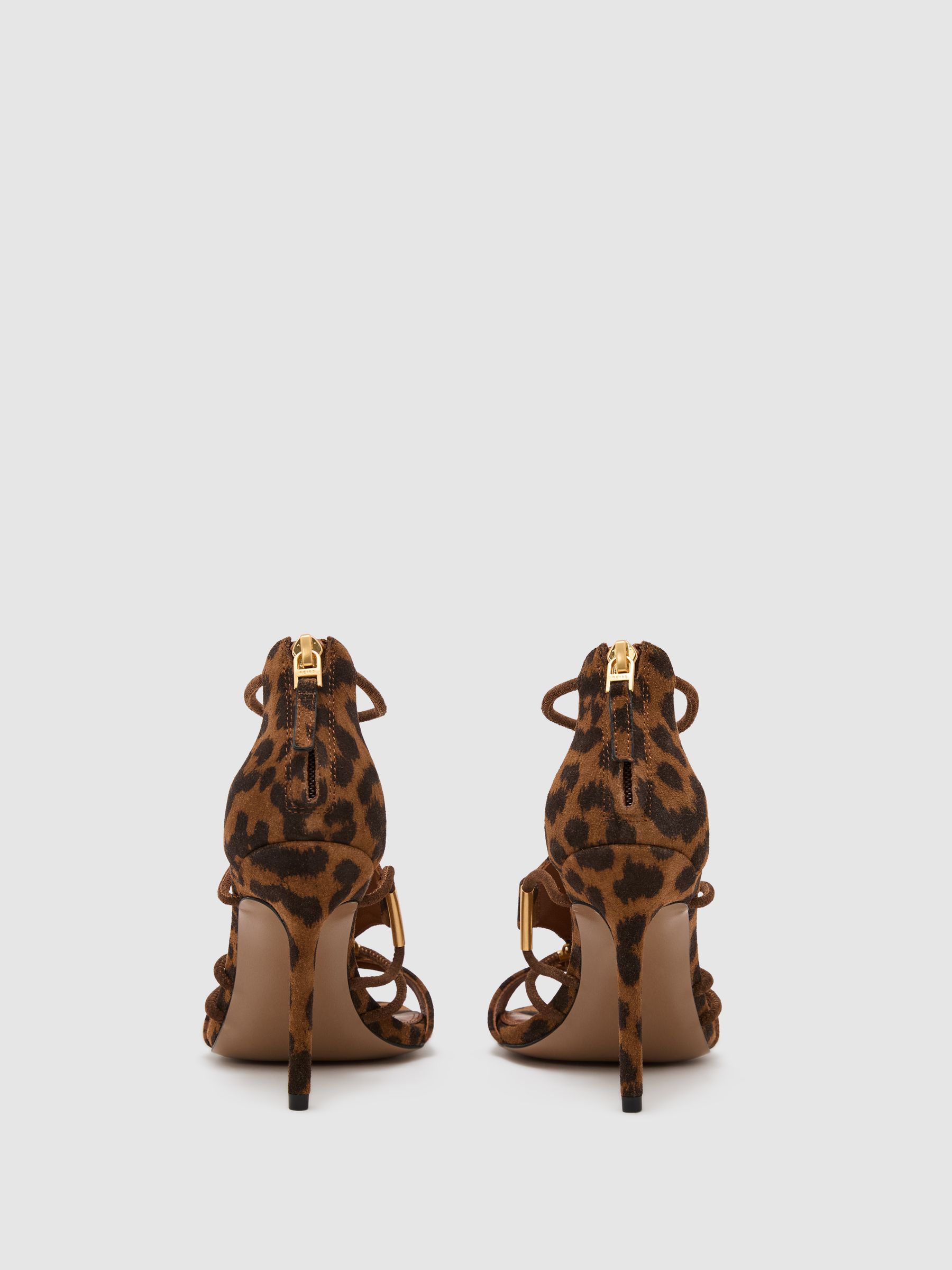 Suede Leopard-Print Strappy Sandals in Animal - Image 5 of 6