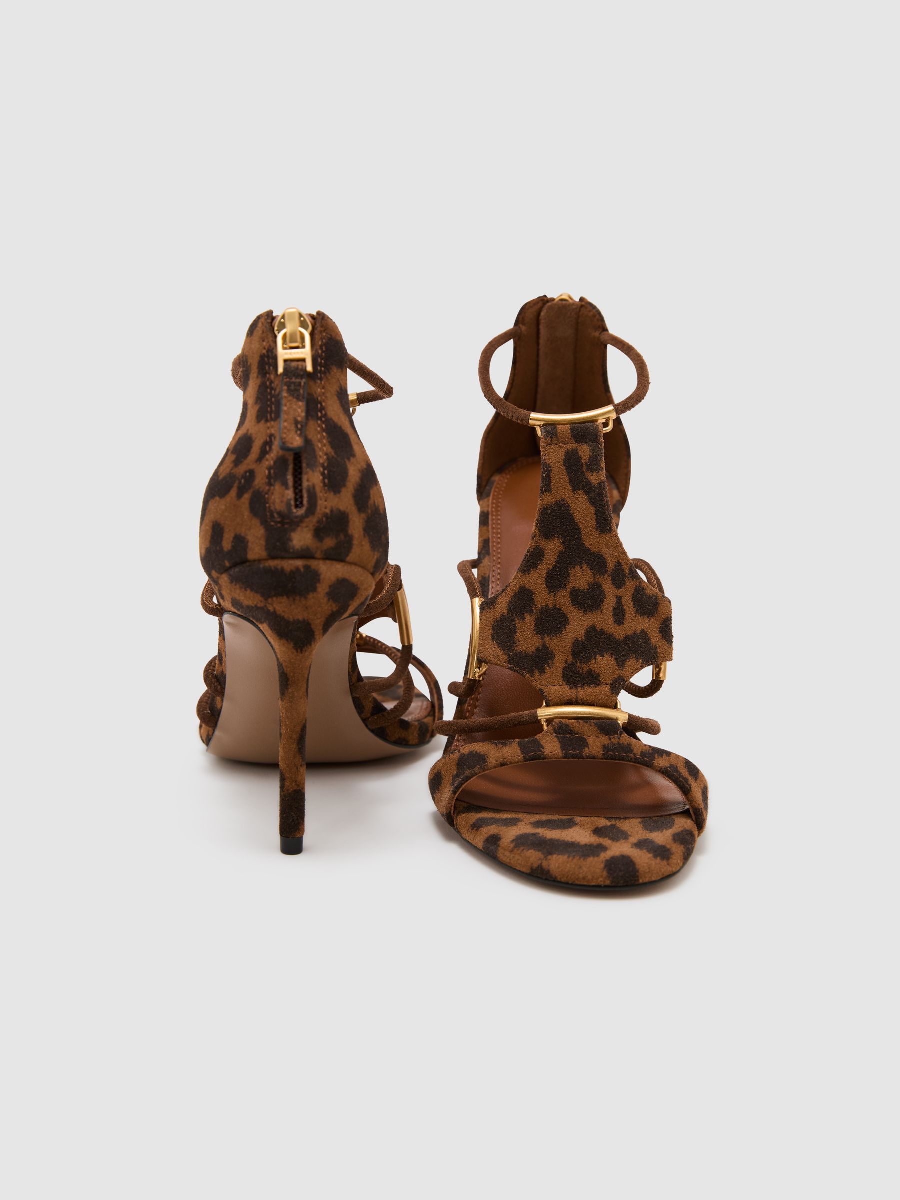 Suede Leopard-Print Strappy Sandals in Animal - Image 7 of 7
