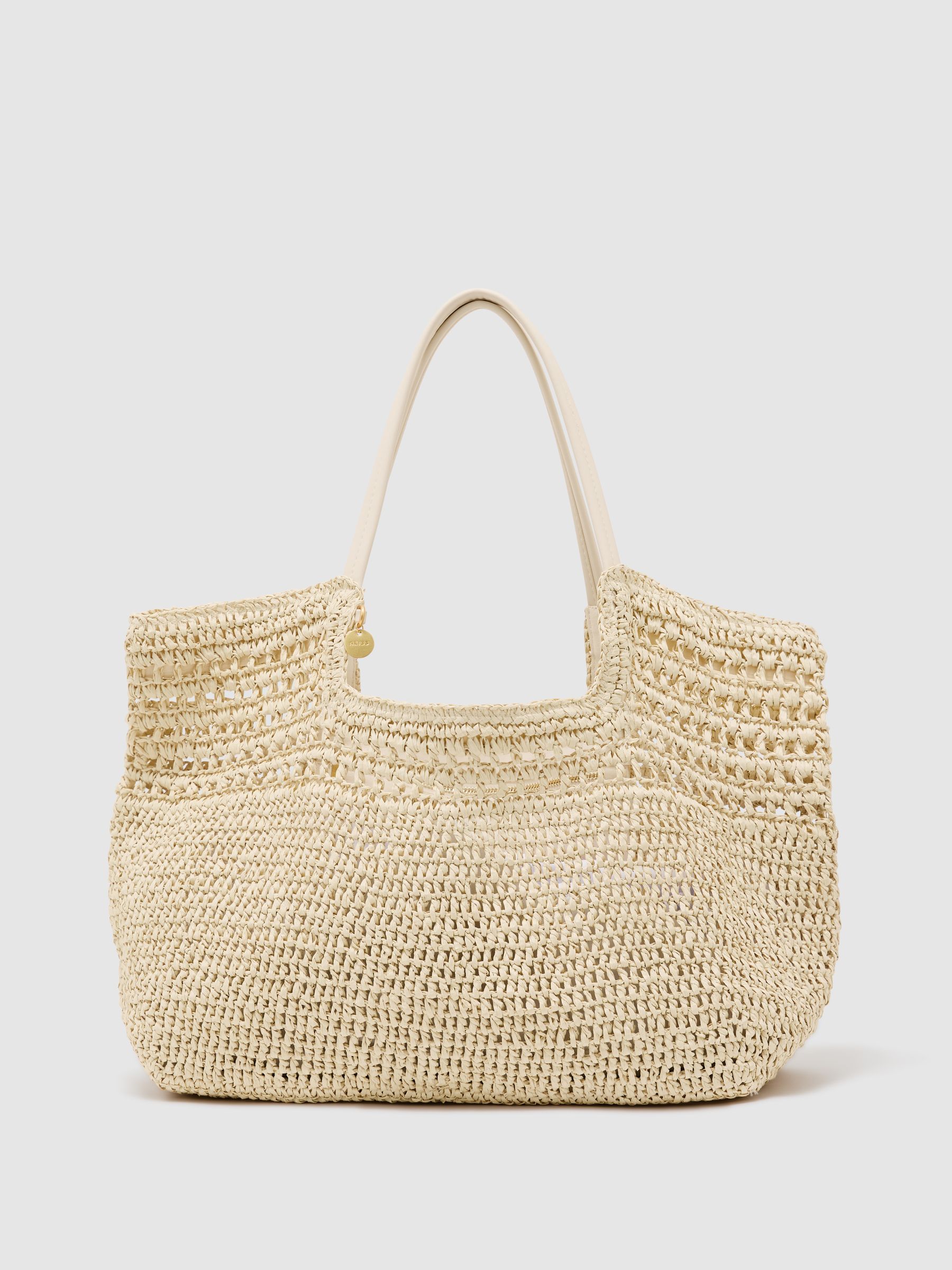 Raffia-Effect Cut-Out Tote Bag in Natural - Image 2 of 7