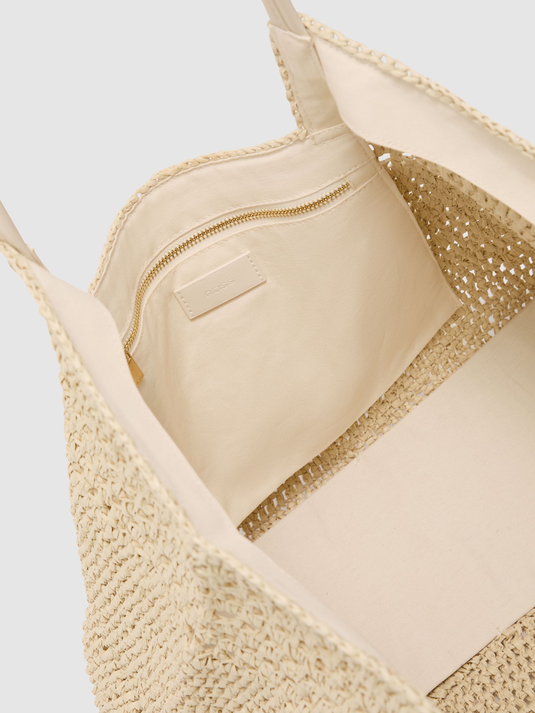 Raffia-Effect Cut-Out Tote Bag in Natural - Image 4 of 7