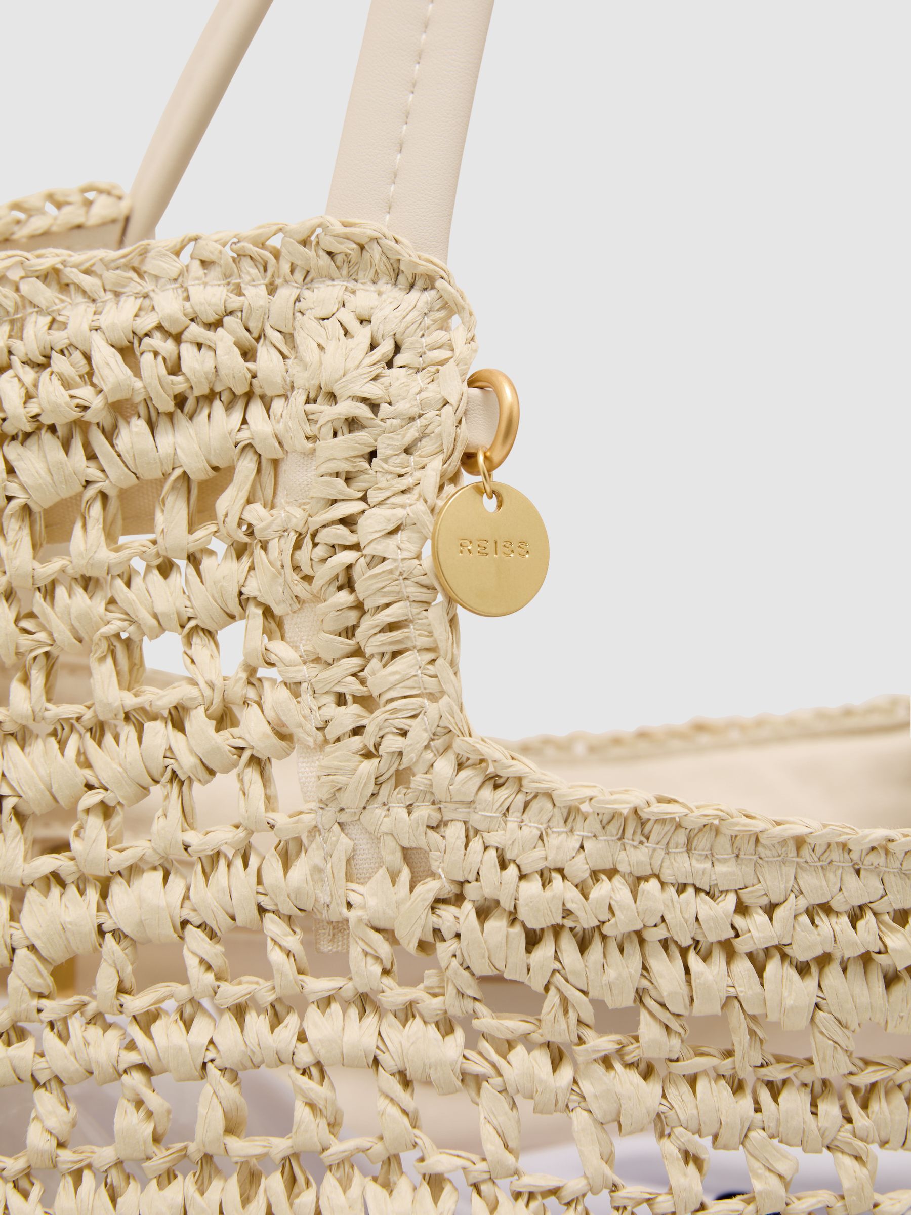 Raffia-Effect Cut-Out Tote Bag in Natural - Image 7 of 7