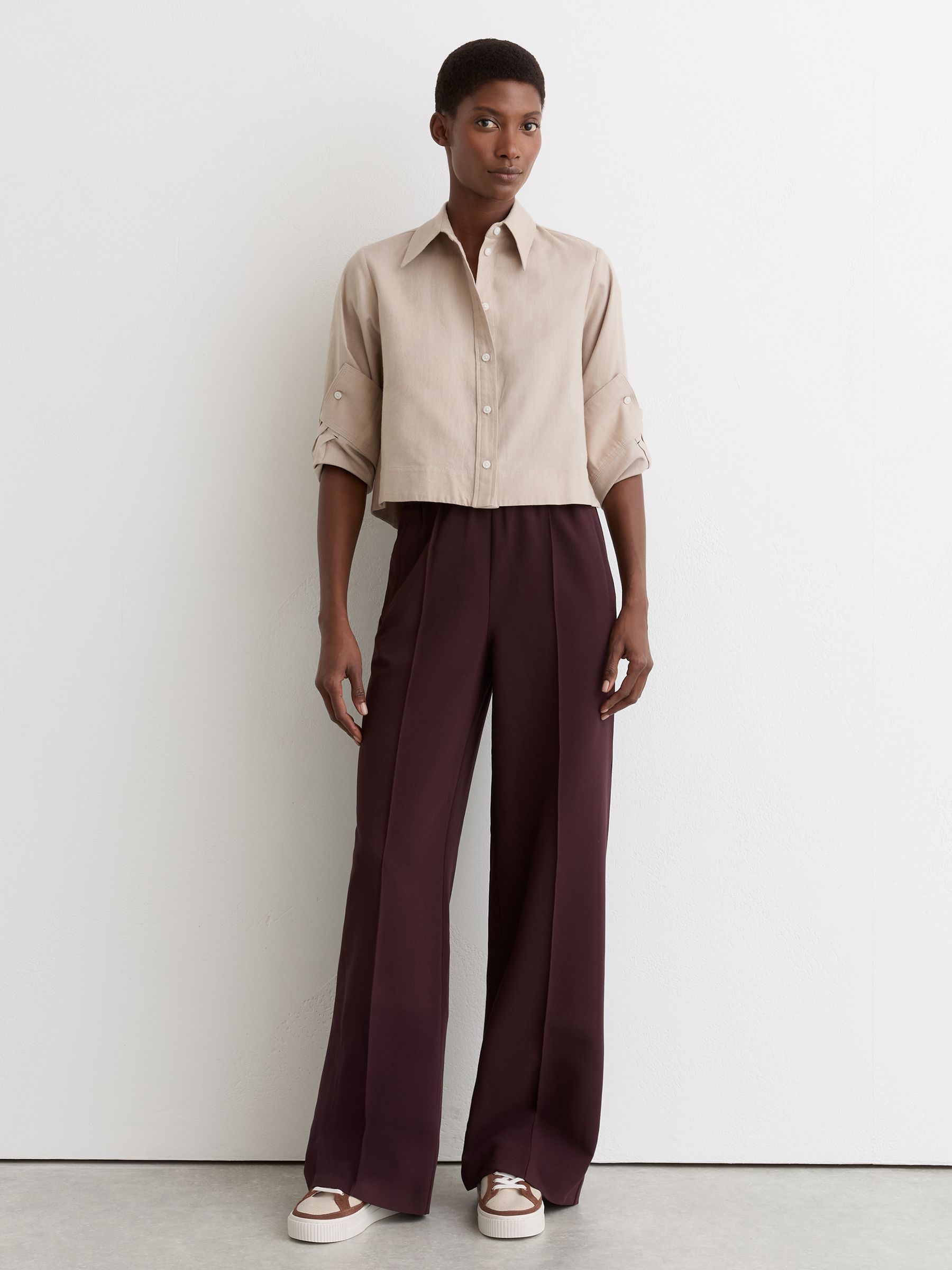 Low-Top Platform Trainers in Natural/Tan - Image 2 of 5