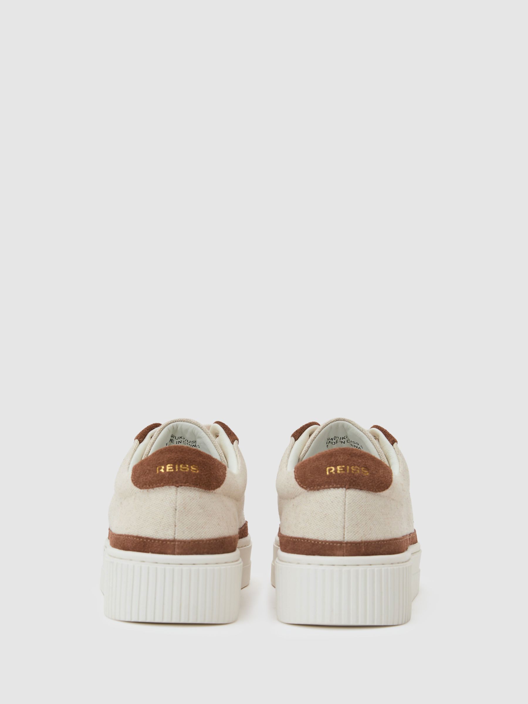 Suede Low-Top Platform Trainers in Natural/Tan - image 4