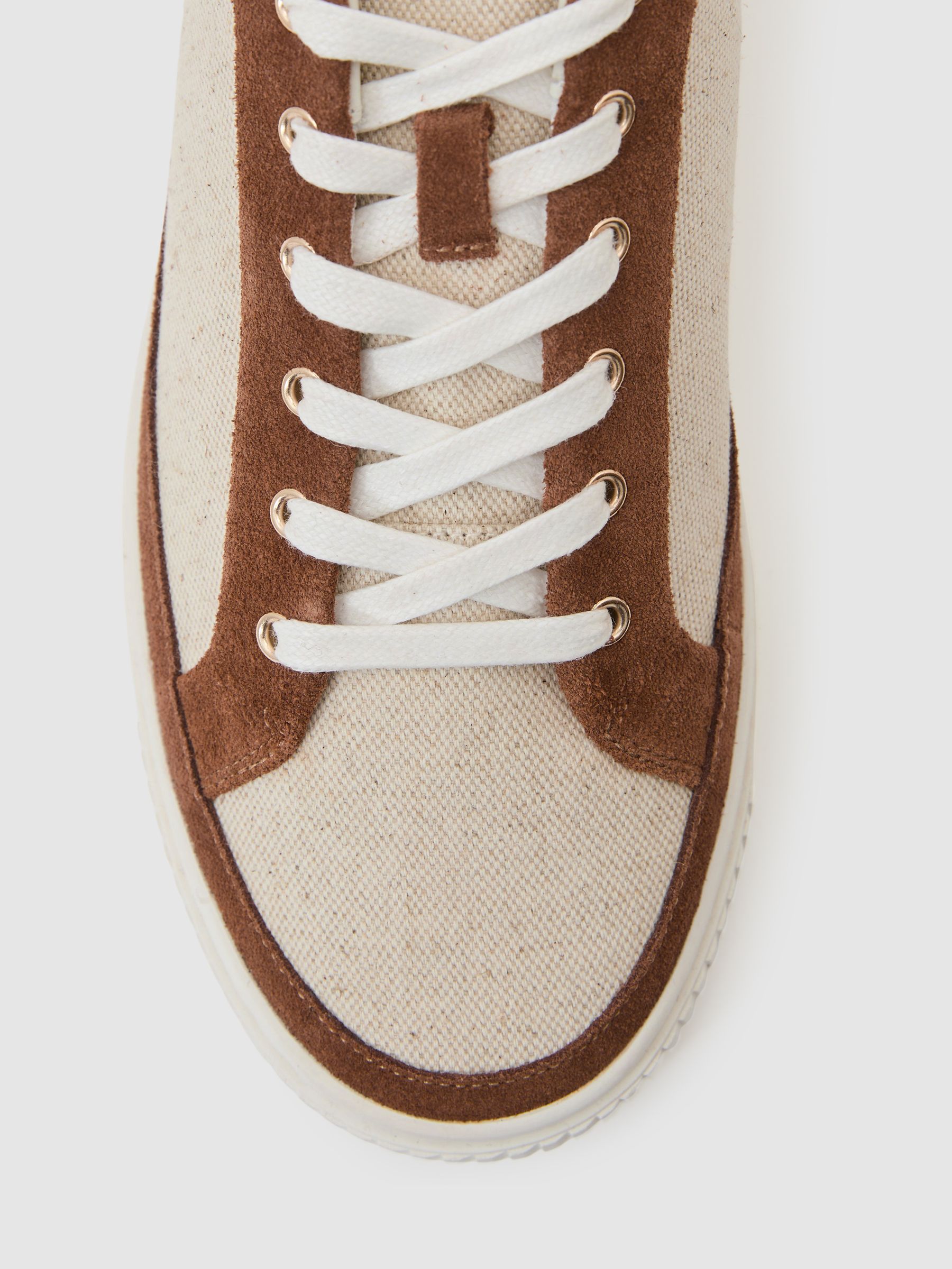 Suede Low-Top Platform Trainers in Natural/Tan - image 2