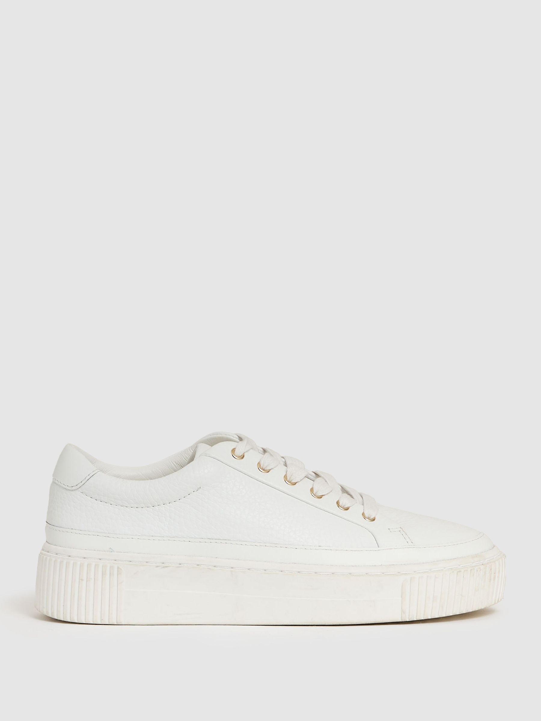 Leather Low-Top Platform Trainers in White - image 4
