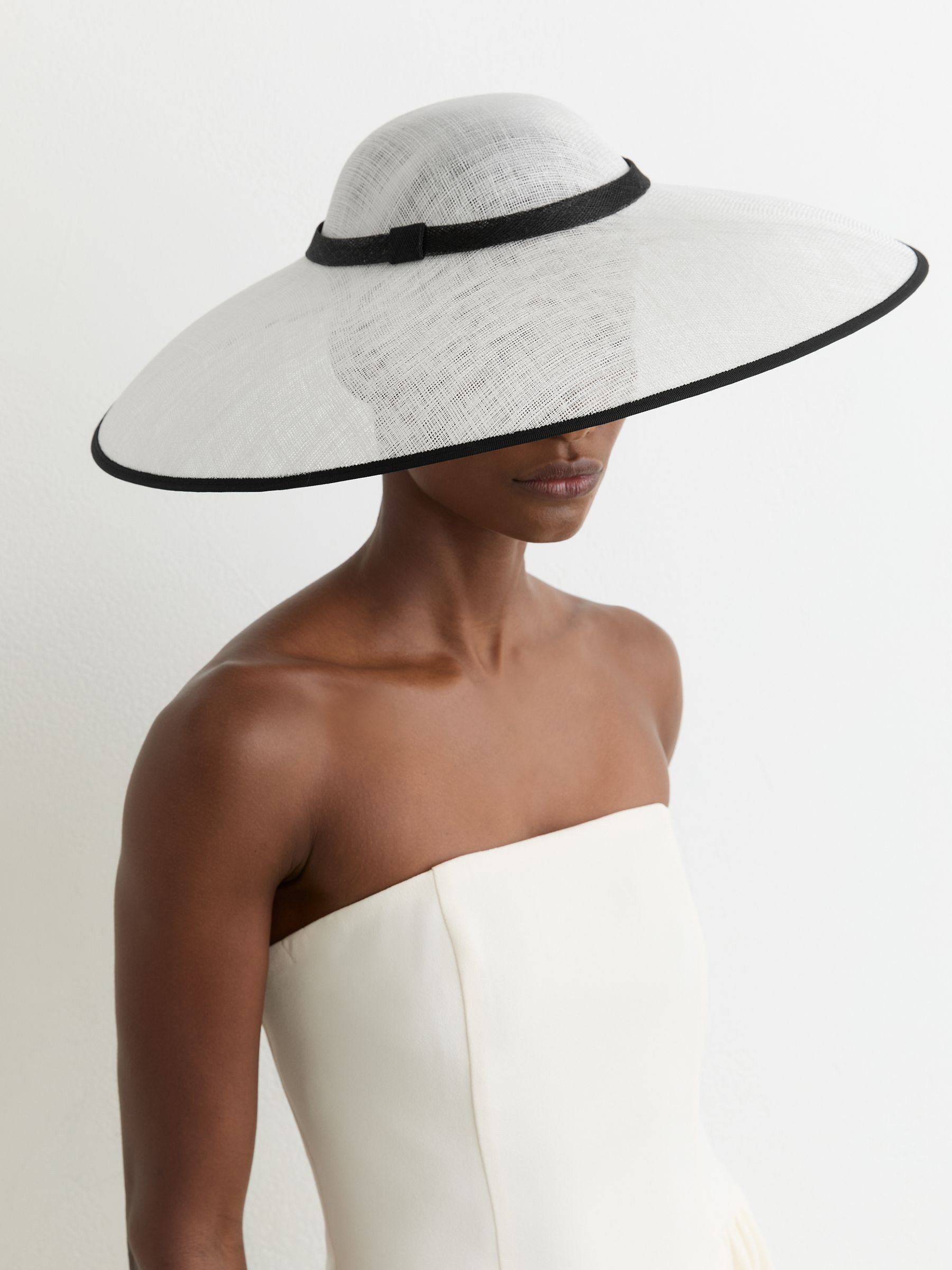 Straw-Effect Wide-Brim Hat in Ivory - Image 1 of 6