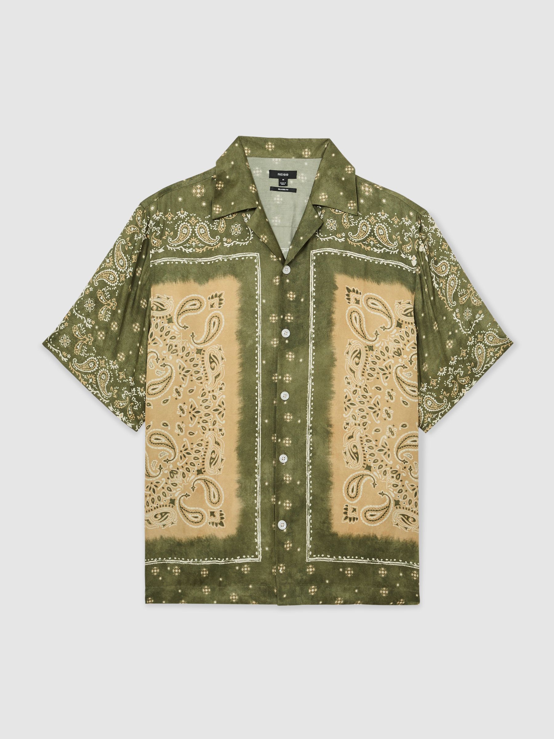 Paisley-Print Cuban-Collar Shirt in Sage Green - Image 2 of 7