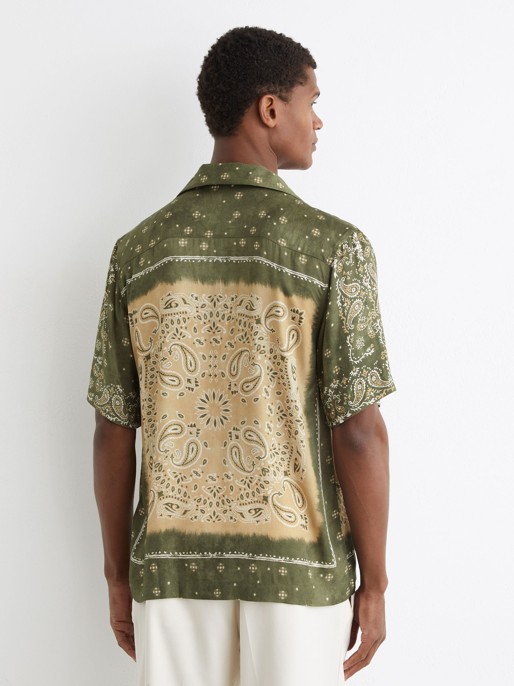 Paisley-Print Cuban-Collar Shirt in Sage Green - image 4