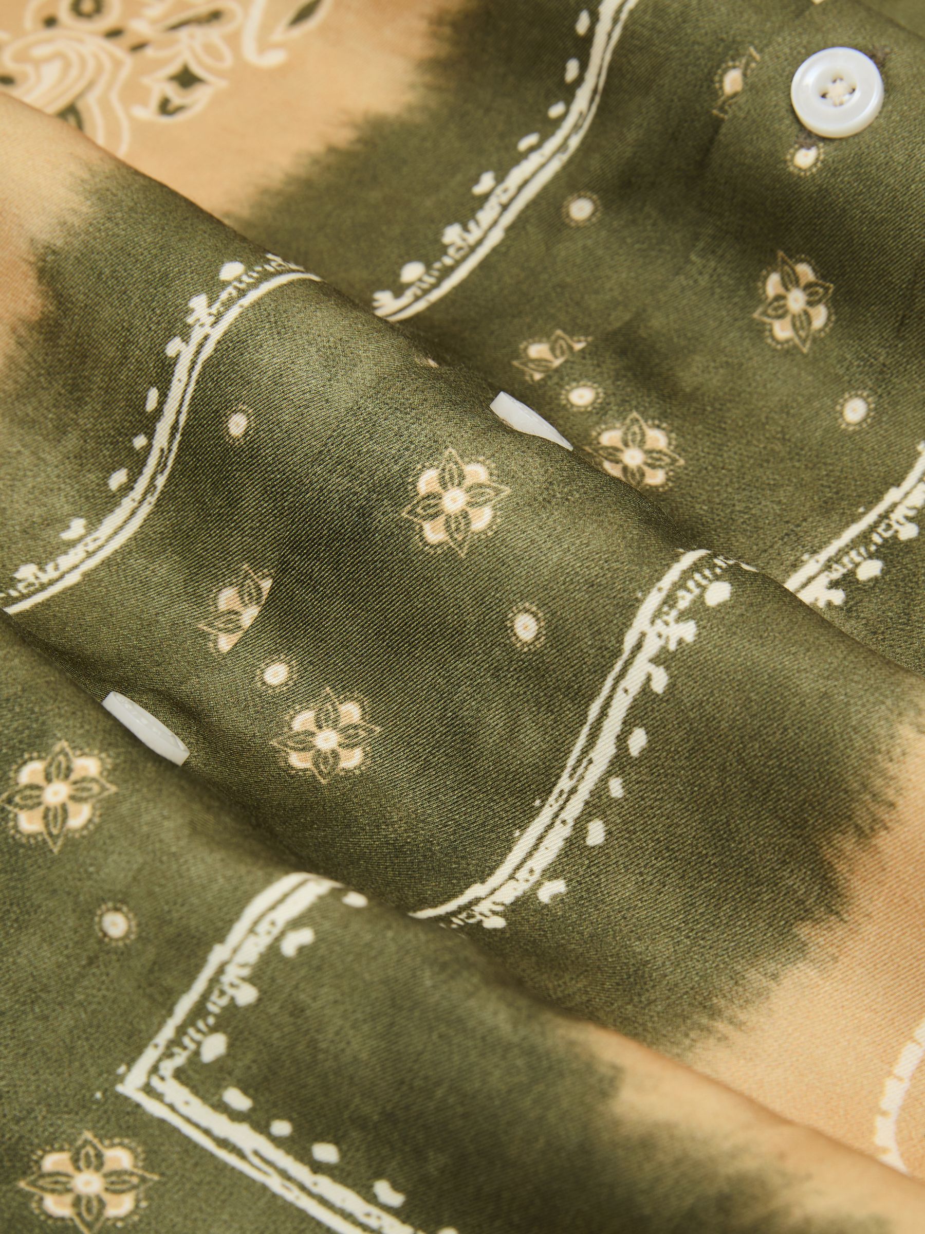 Paisley-Print Cuban-Collar Shirt in Sage Green - Image 7 of 7