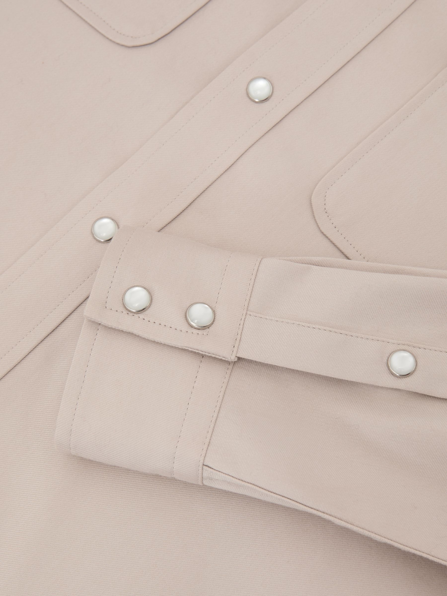Twin-Pocket Overshirt with Stretch in Stone - Image 7 of 7
