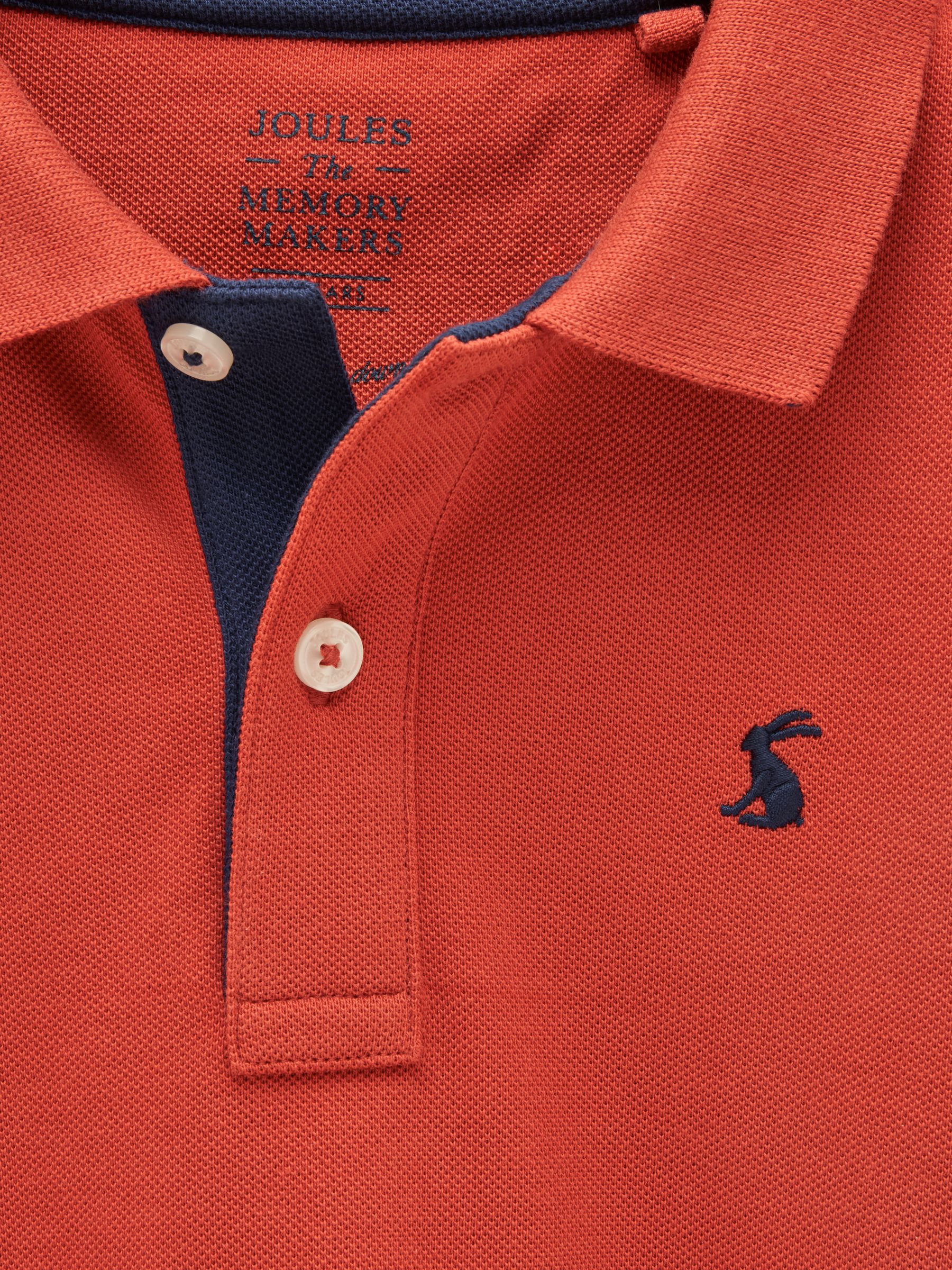 Boys' Woody Burnt Orange Short Sleeve Cotton Polo Shirt - Image 5 of 5
