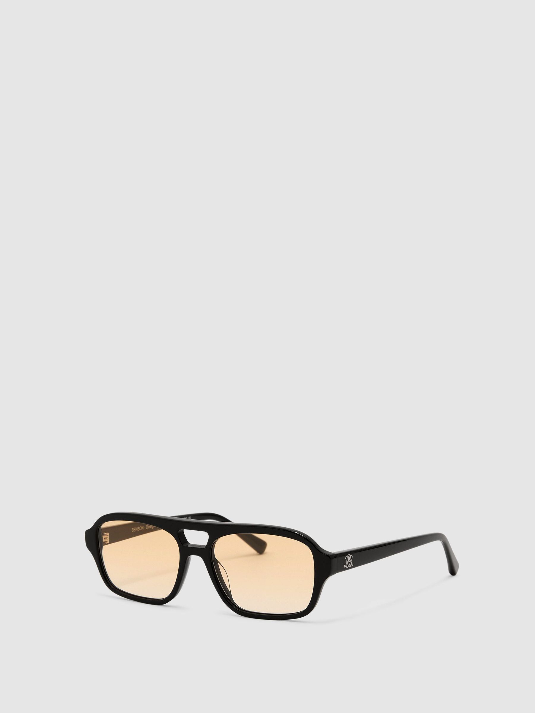 MessyWeekend Pilot-Frame Sunglasses in Black/Yellow - Image 3 of 6