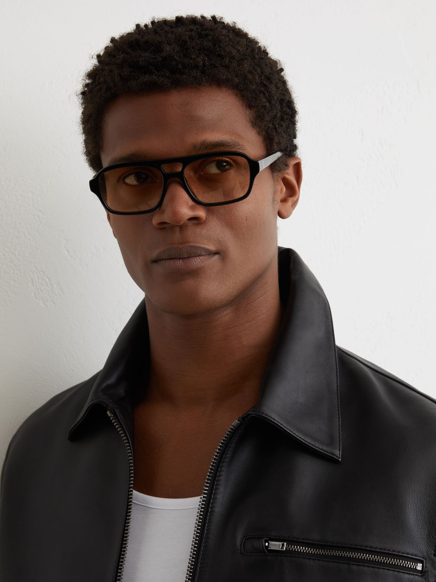 MessyWeekend Pilot-Frame Sunglasses in Black/Yellow - Image 4 of 6