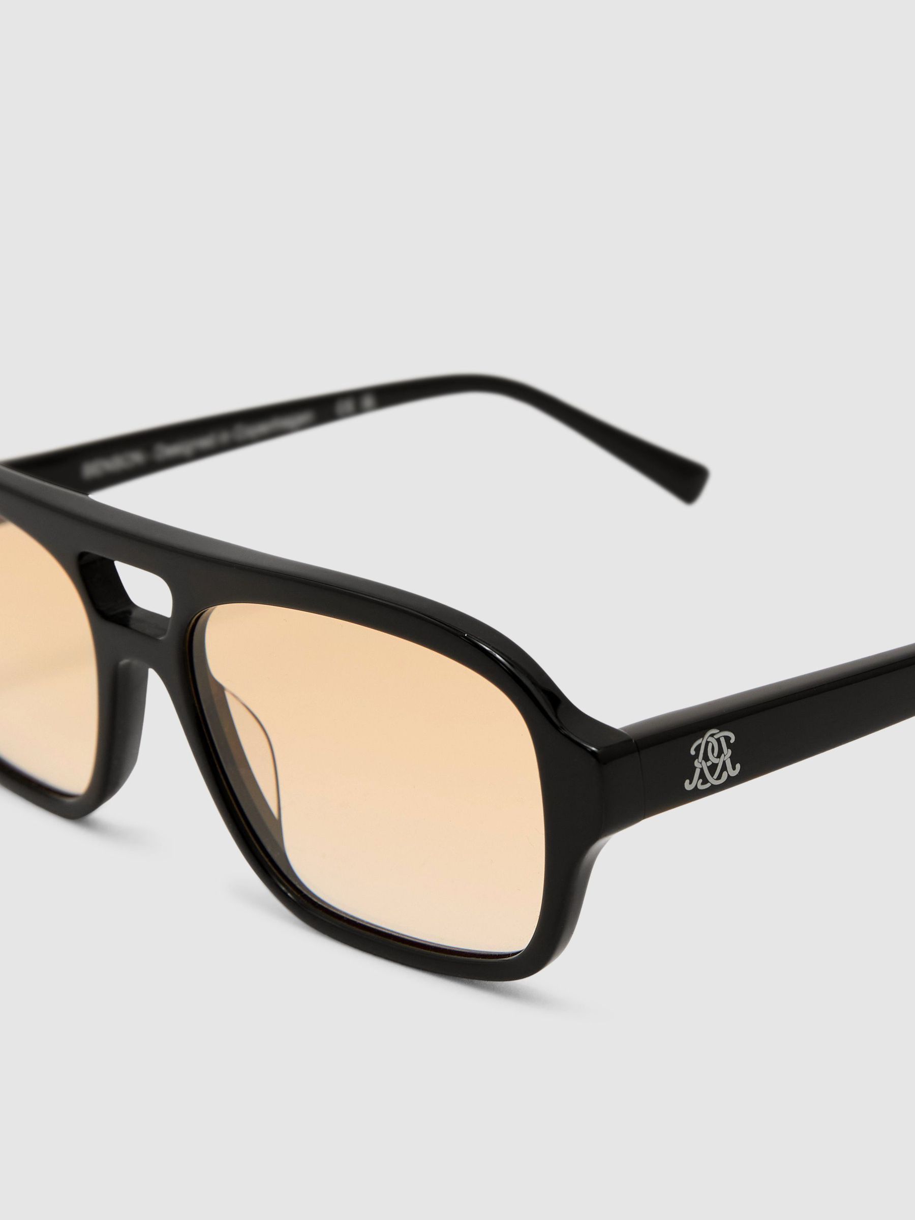 MessyWeekend Pilot-Frame Sunglasses in Black/Yellow - Image 5 of 6