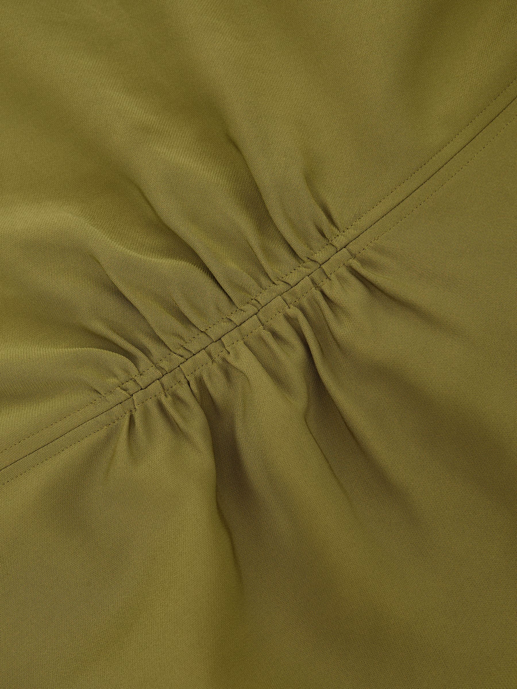 Ruched Long-Sleeve Midi Dress in Chartreuse Green - image 3