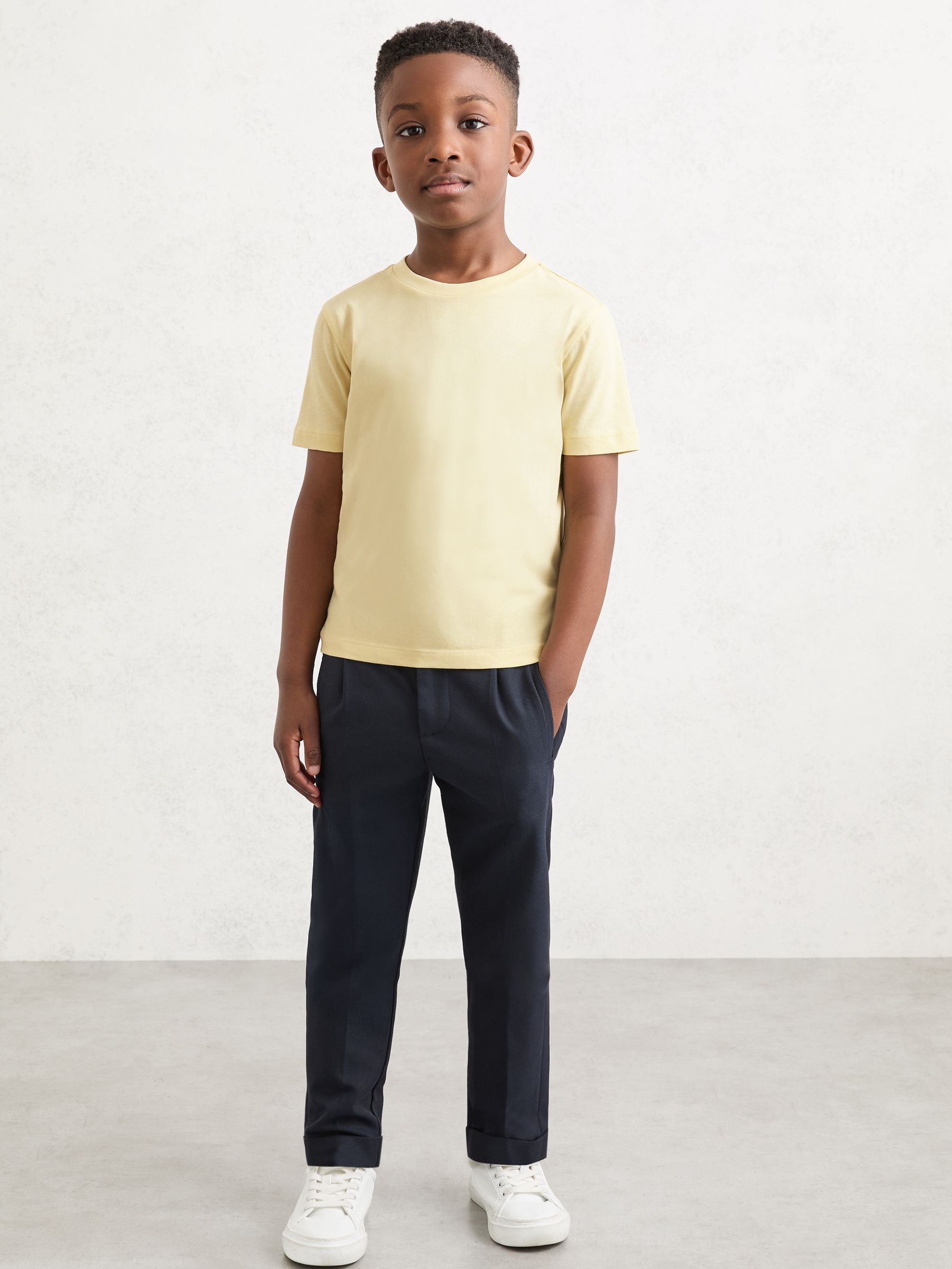 3-9 yrs Cotton Crew-Neck T-Shirt in Sorbet Yellow - Image 1 of 4