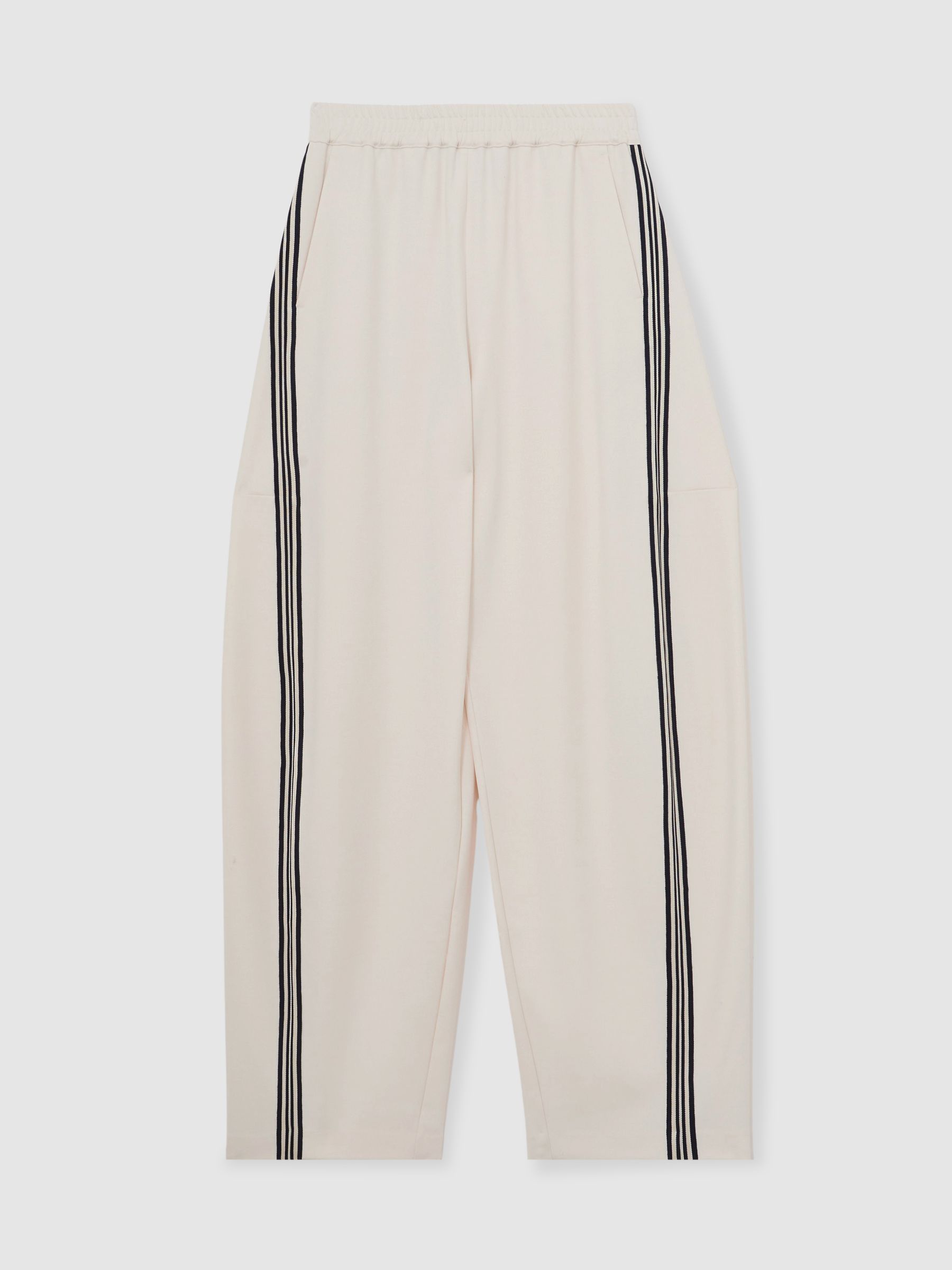 Barrel-Leg Side-Stripe Trousers in Cream - image 1