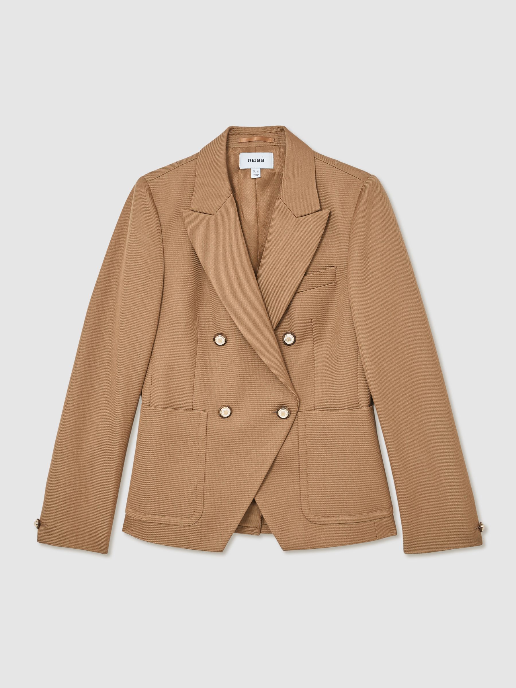 Wool-Blend Double-Breasted Blazer in Camel - Image 2 of 6