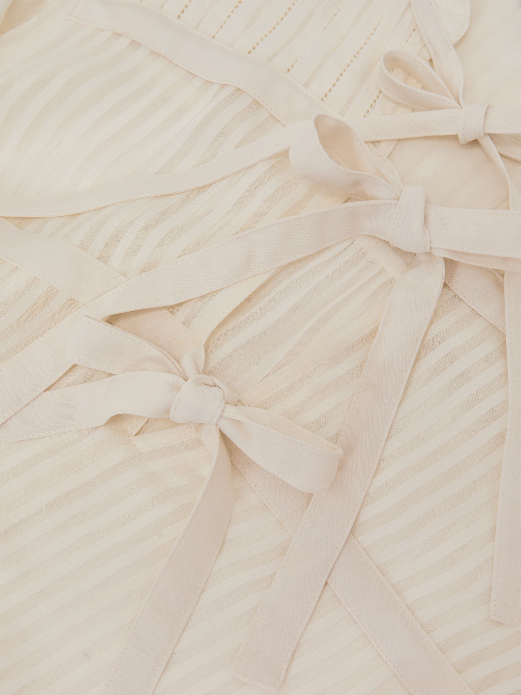 Tie-Detail Shadow-Stripe Blouse in Ivory - image 5