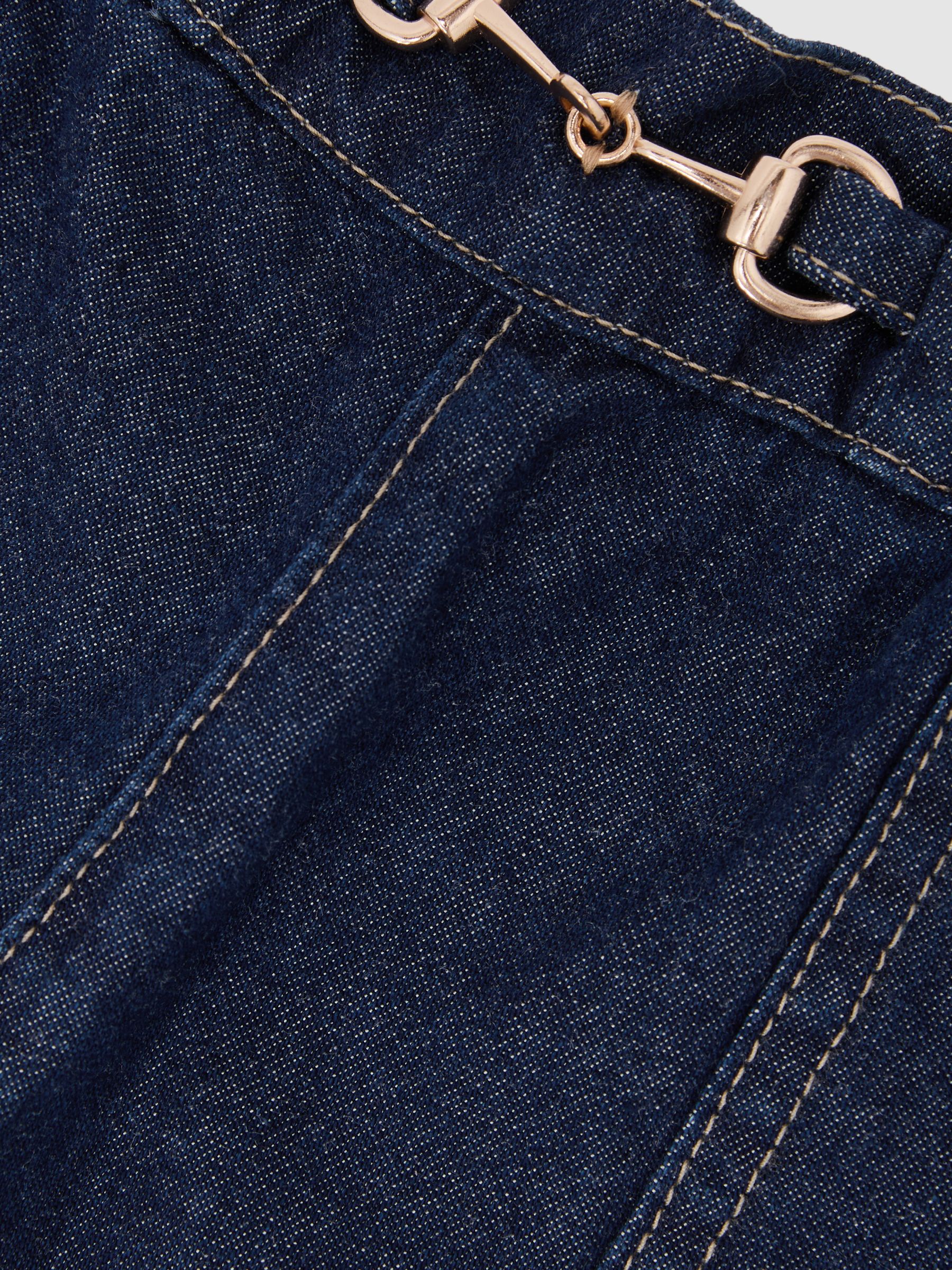 Horsebit-Detail Denim Shorts in Indigo - Image 1 of 3
