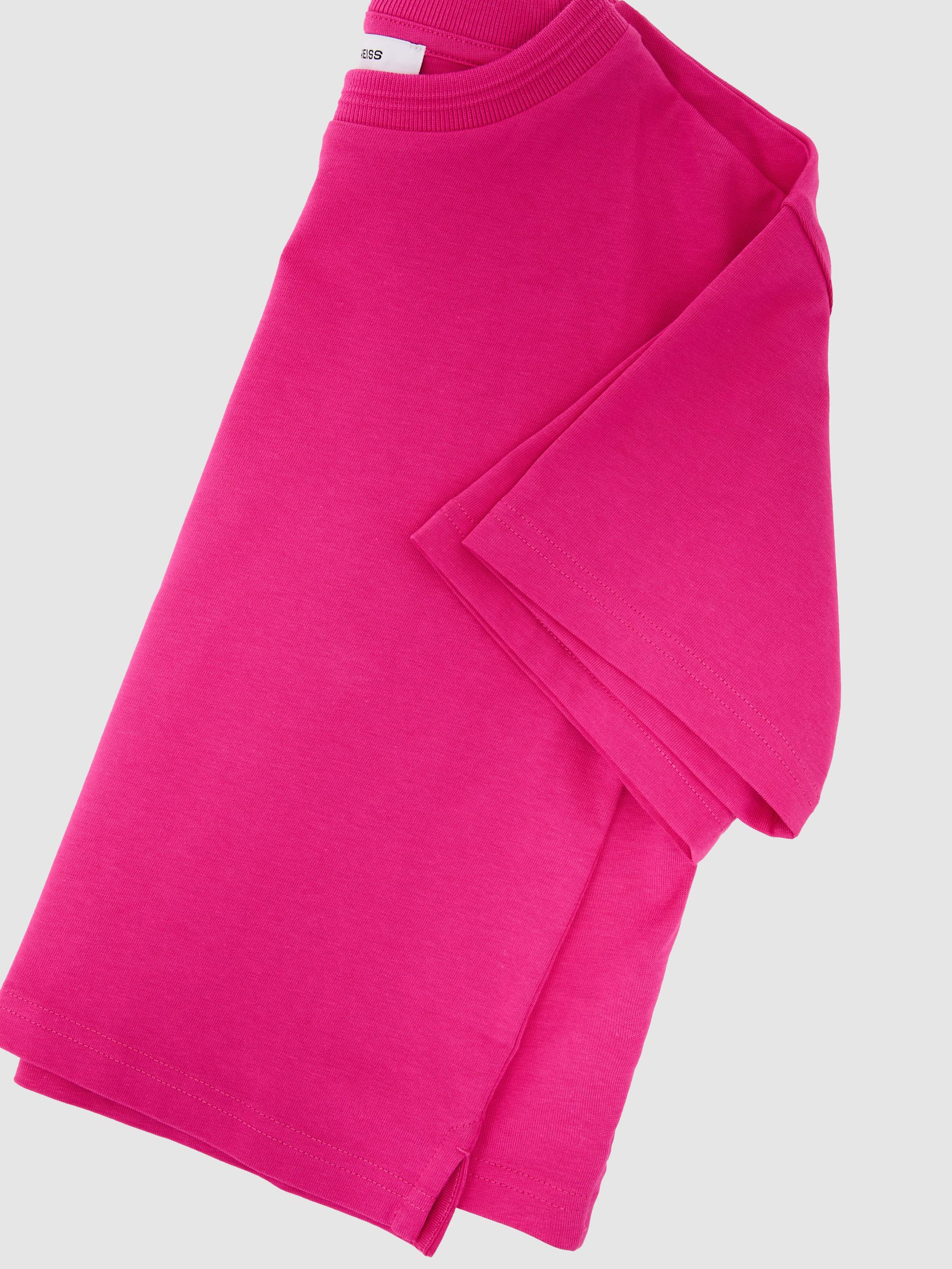 Cotton Ribbed-Neck Oversized T-Shirt in Pink - Image 3 of 4